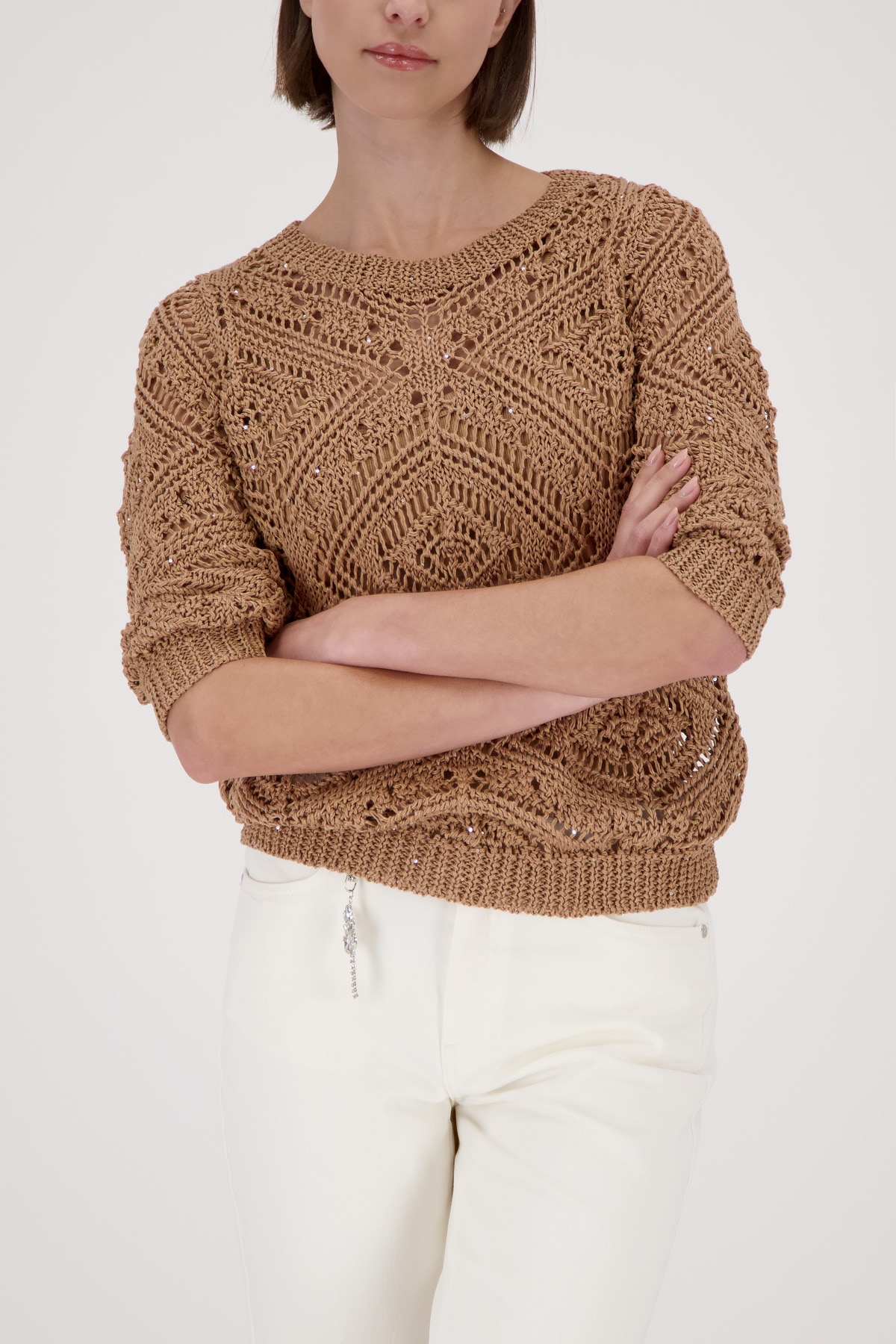 Image of Monari Strickpullover "Ajour" Regular fit mit Strickmuster