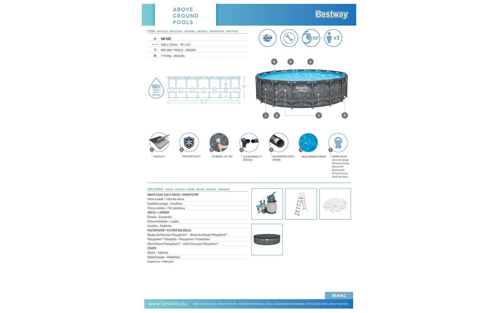 Bestway Pool »APX 365 549 x 132 cm«