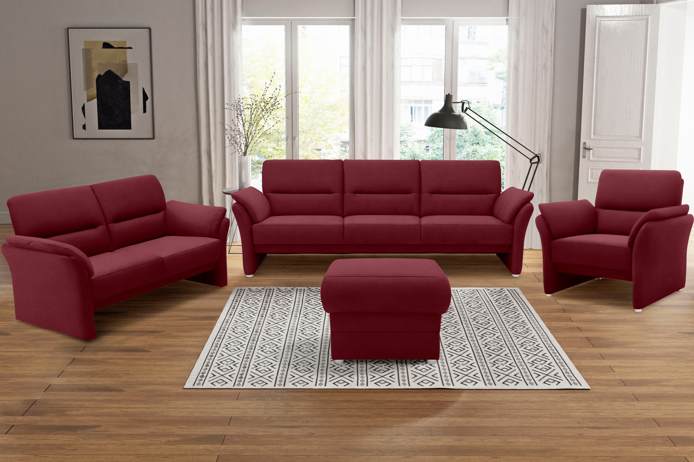 Image of DOMO collection Sessel "Pina elegant und zeitloser Clubsessel, bequemer Cocktailsessel" Hoher Sitzkomfort, Luxus-Microfaser weich, dunkelrot