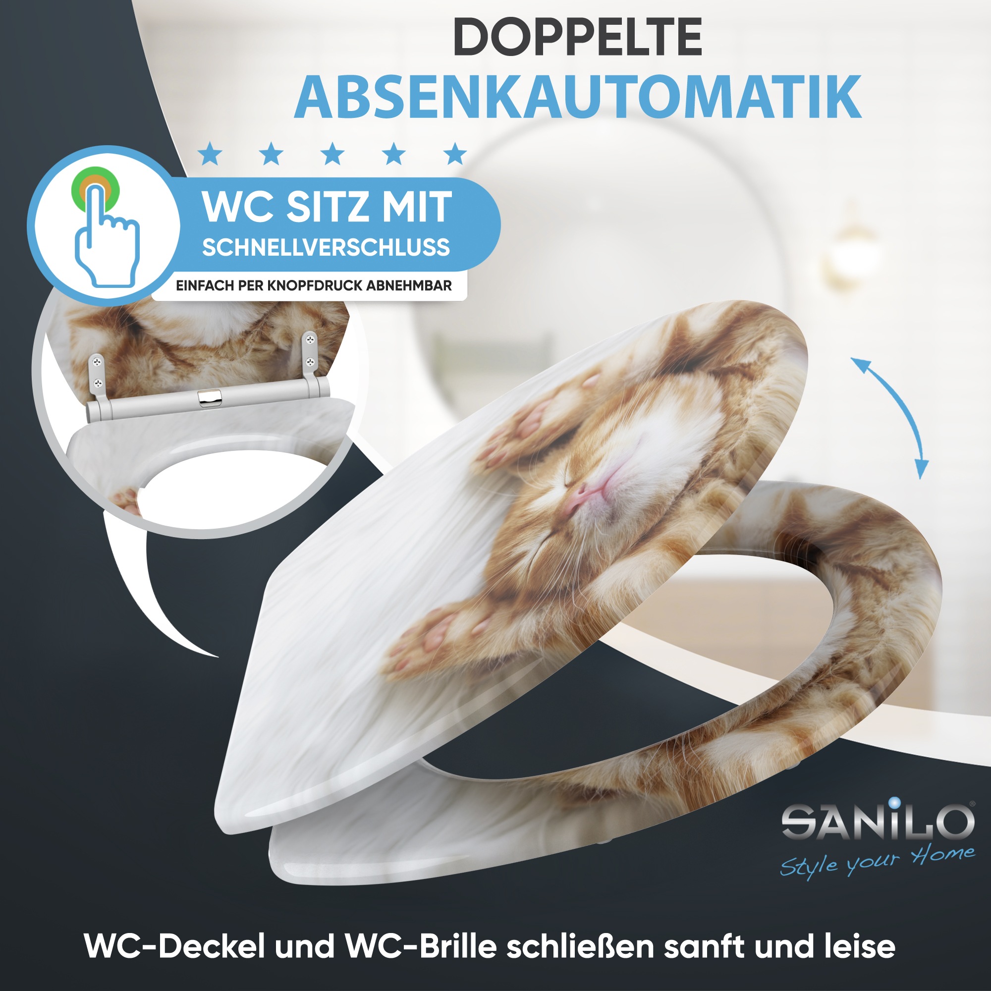Sanilo WC-Sitz »Lilly mit Absenkautomatik & Quick Release« Premium Toilettendeckel, abnehmbar, leichte Montage von oben