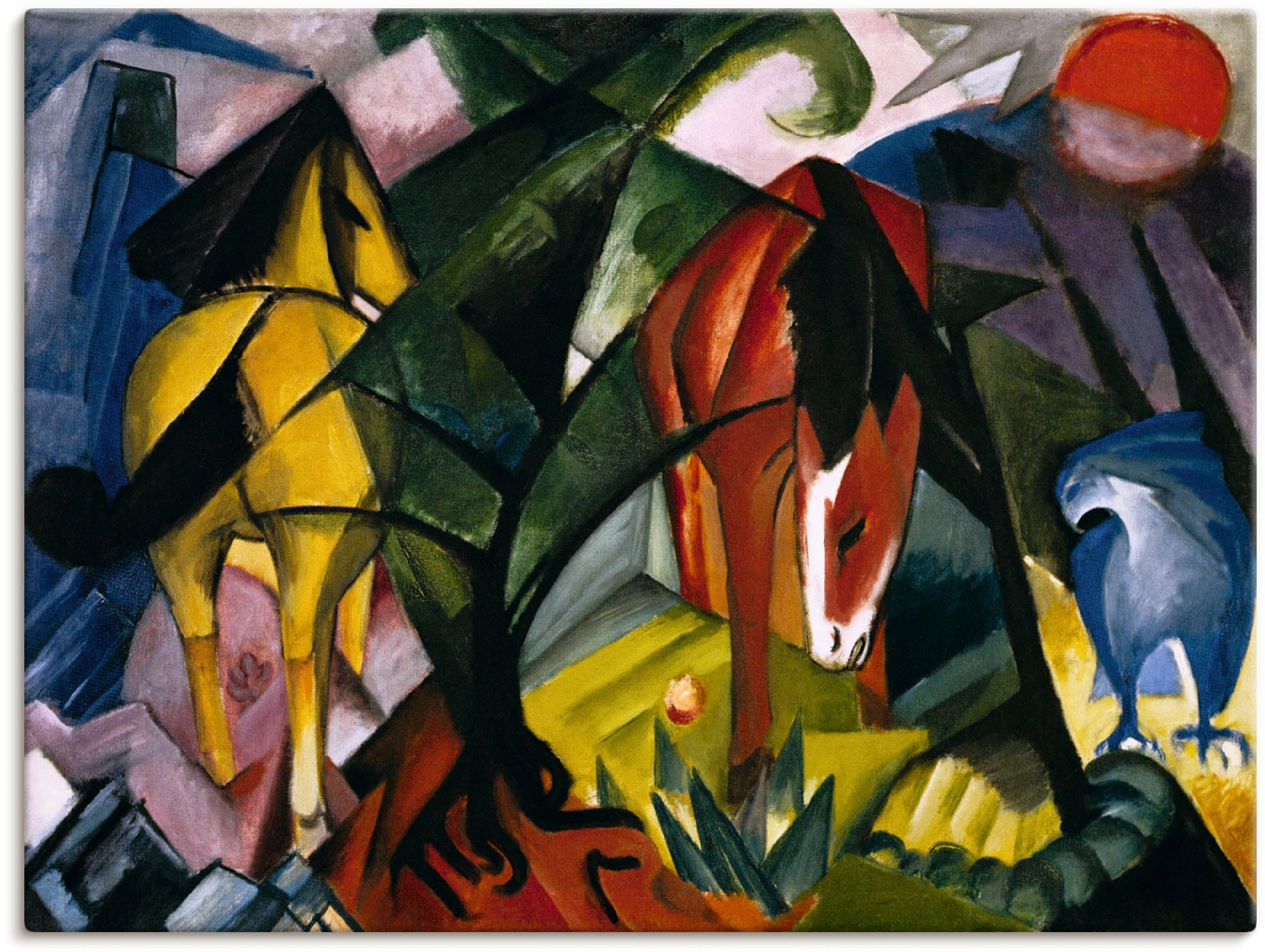 Image of Artland Wandbild "Pferde und Adler. 1912" Haustiere 1 Stk. tlg. als Leinwandbild, Poster in verschied. Grössen