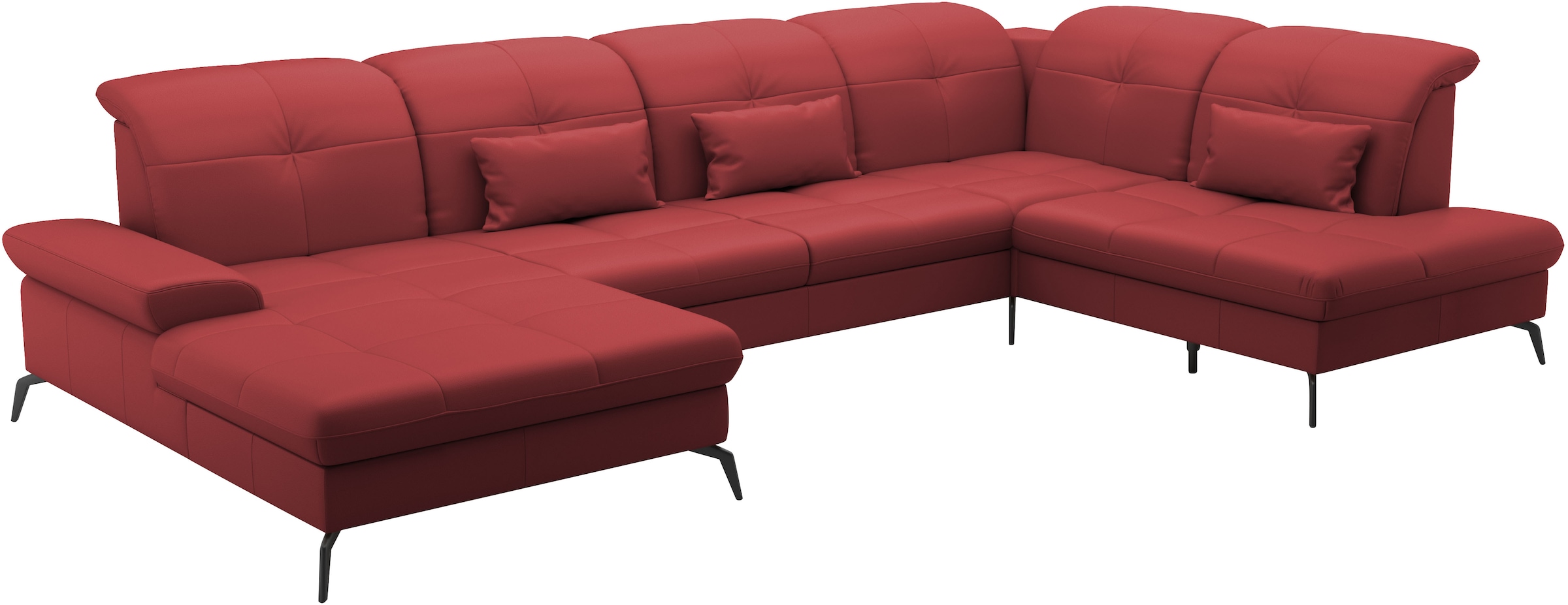 sit&more Wohnlandschaft »Amica, U-Form, inkl. Sitztiefenverstellung und Armteilverstellung«, wahlweise mit Kopfteilverstellung, Bettfunktion und Bettkasten