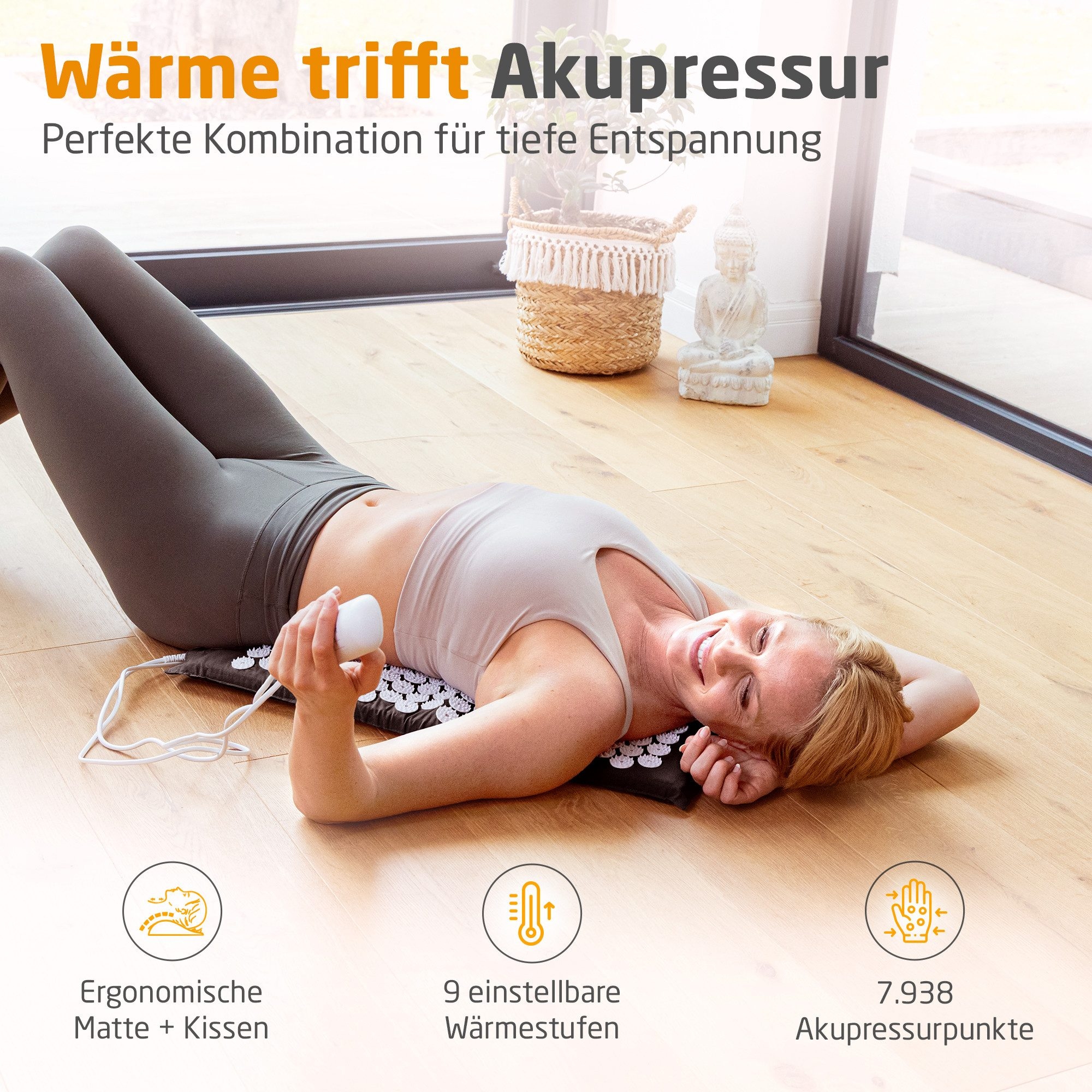 Medisana Tapis de massage »MM 100 mit Wärmefunktion und 9 einstellbaren Temperaturstufen« Sanfte Akupressur für Gesundheit und Wohlbefinden