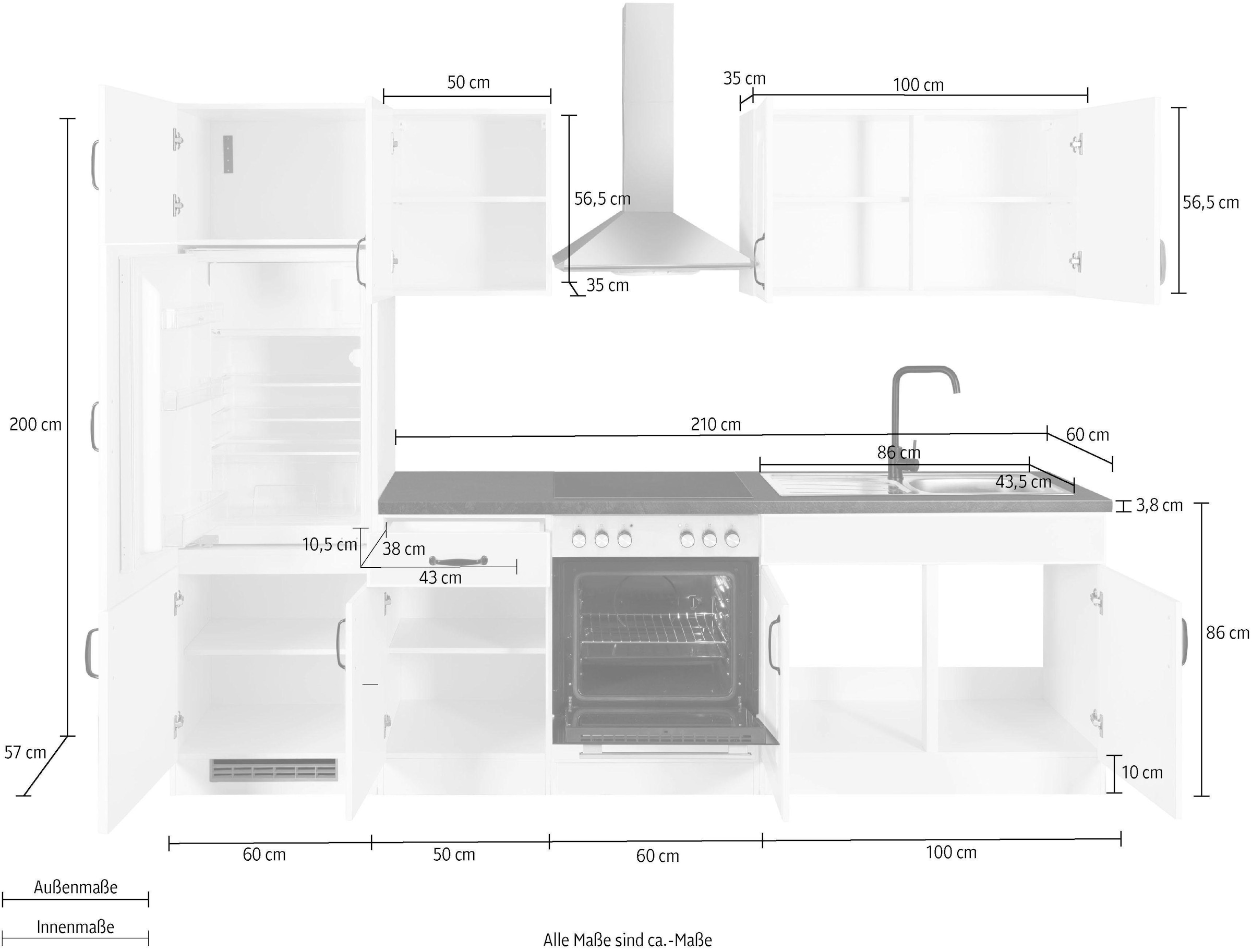wiho Küchen Küchenzeile »Erla« ohne E-Geräte, Breite 270 cm