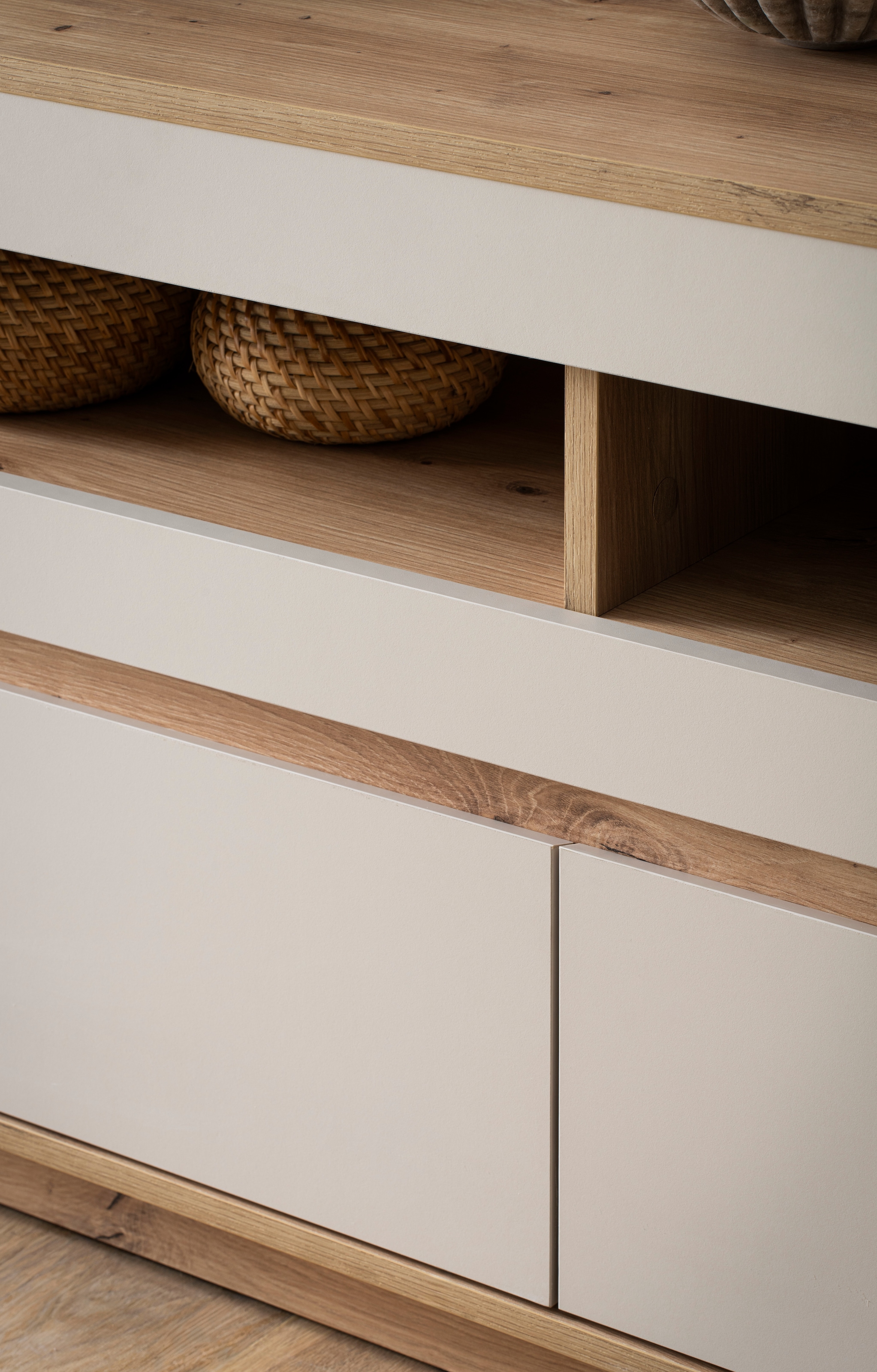 Home affaire Meuble mural »Sonora, moderne Anbauwand, Komplettset in Kaschmir/Eiche« Komplett-Set, 4 cuis tlg.