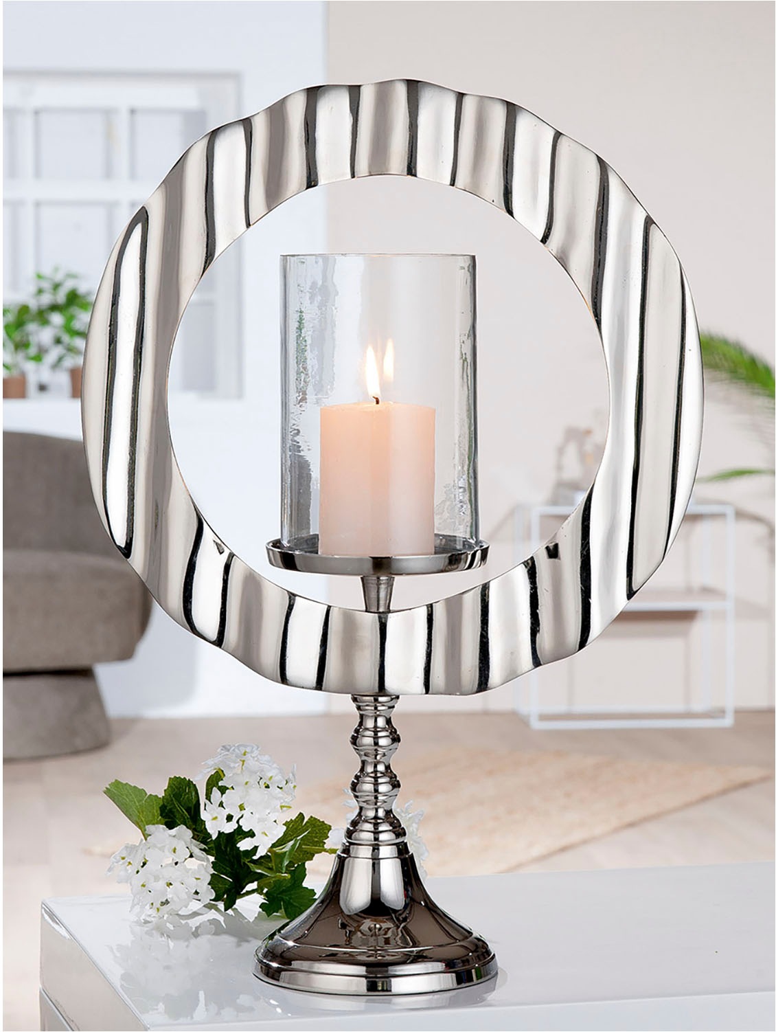 Casablanca by Gilde Windlicht »Kerzenleuchter Circulus silber«