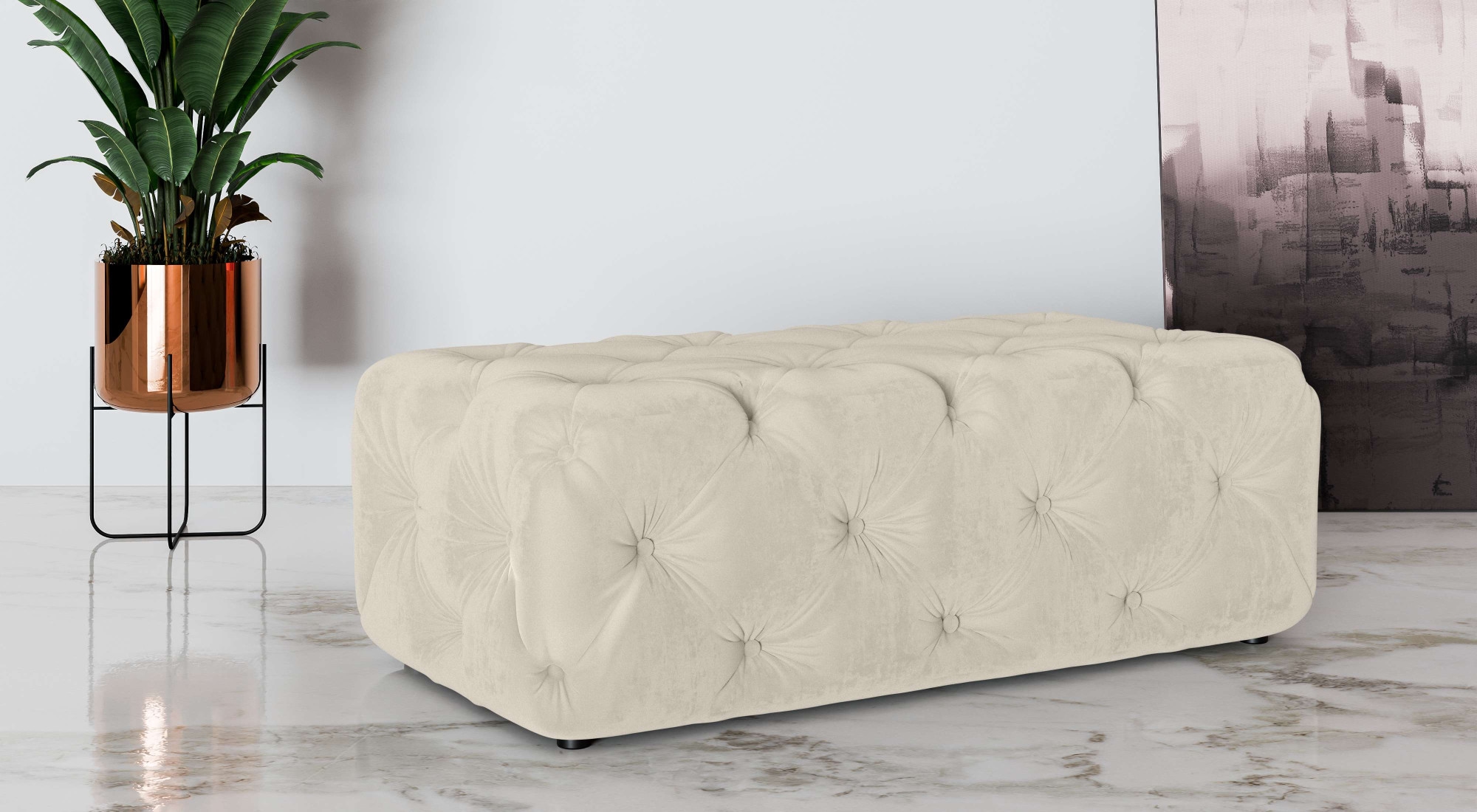 Home affaire Polsterhocker »FOLLINA« Polsterhocker mit klassischer Chesterfield-Knopfheftung