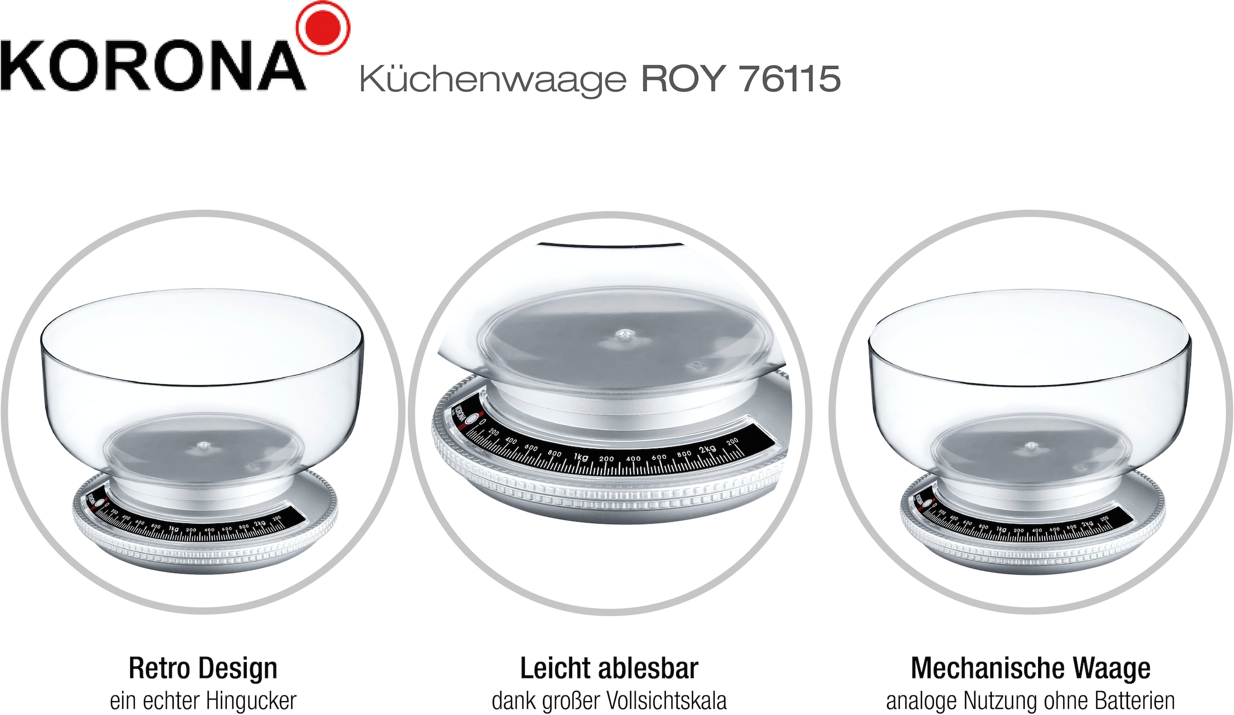 KORONA Küchenwaage »Roy«, (2 tlg.), in 2 Farben