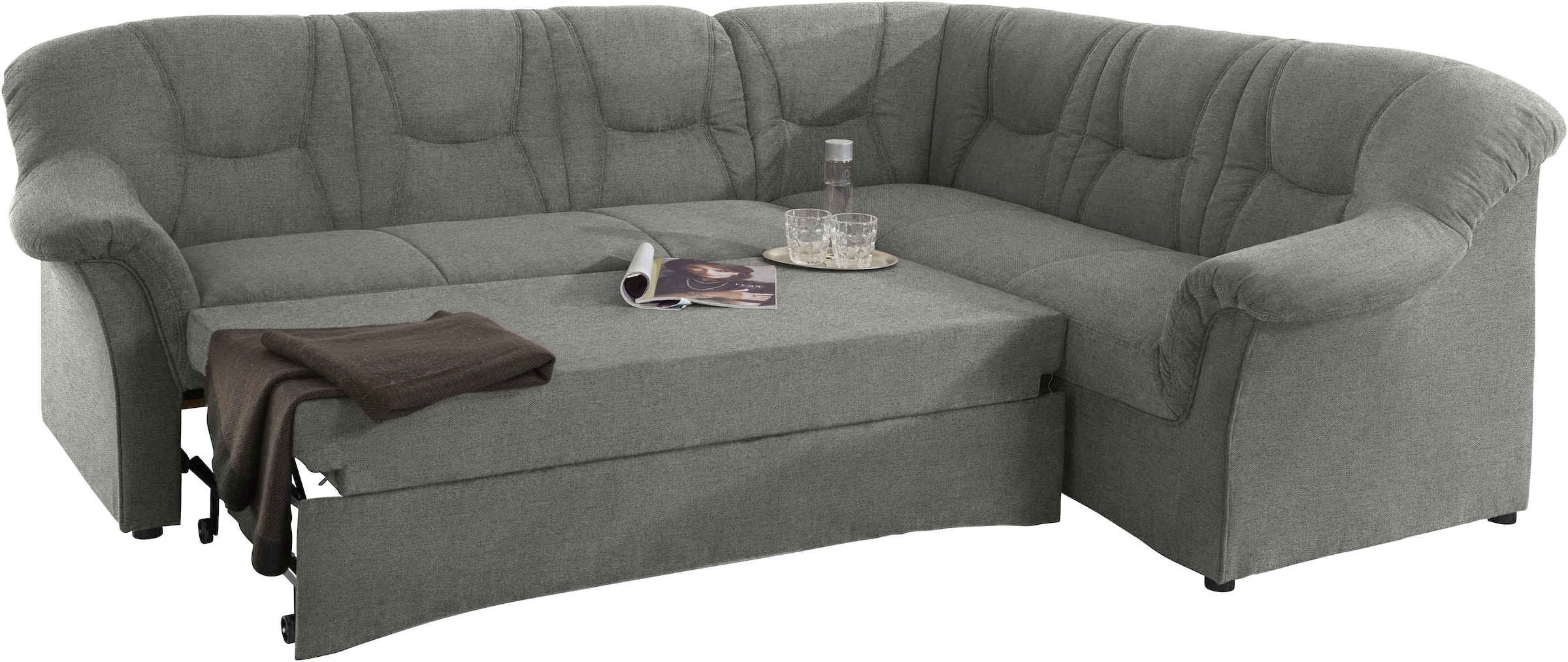 DOMO collection Ecksofa »Sarafina zeitlos und komfortabel, optional mit Federkern, L-Form«, wahlweise mit Bettfunktion