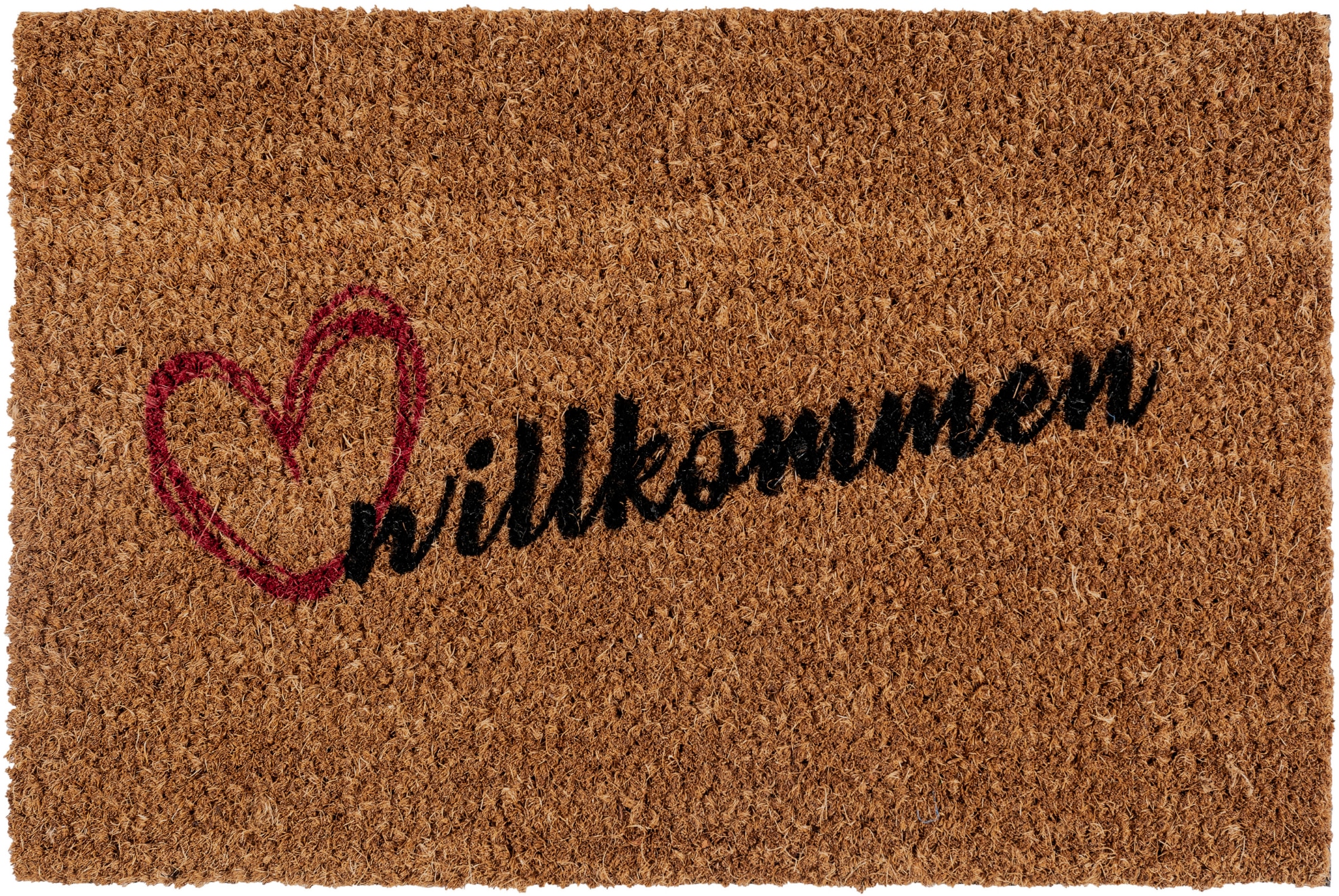 Andiamo Fussmatte »Kokos Willkommen«, rechteckig, 17 mm Höhe, Schmutzfangmatte, mit Spruch, rutschhemmend, In- und Outdoor geeignet