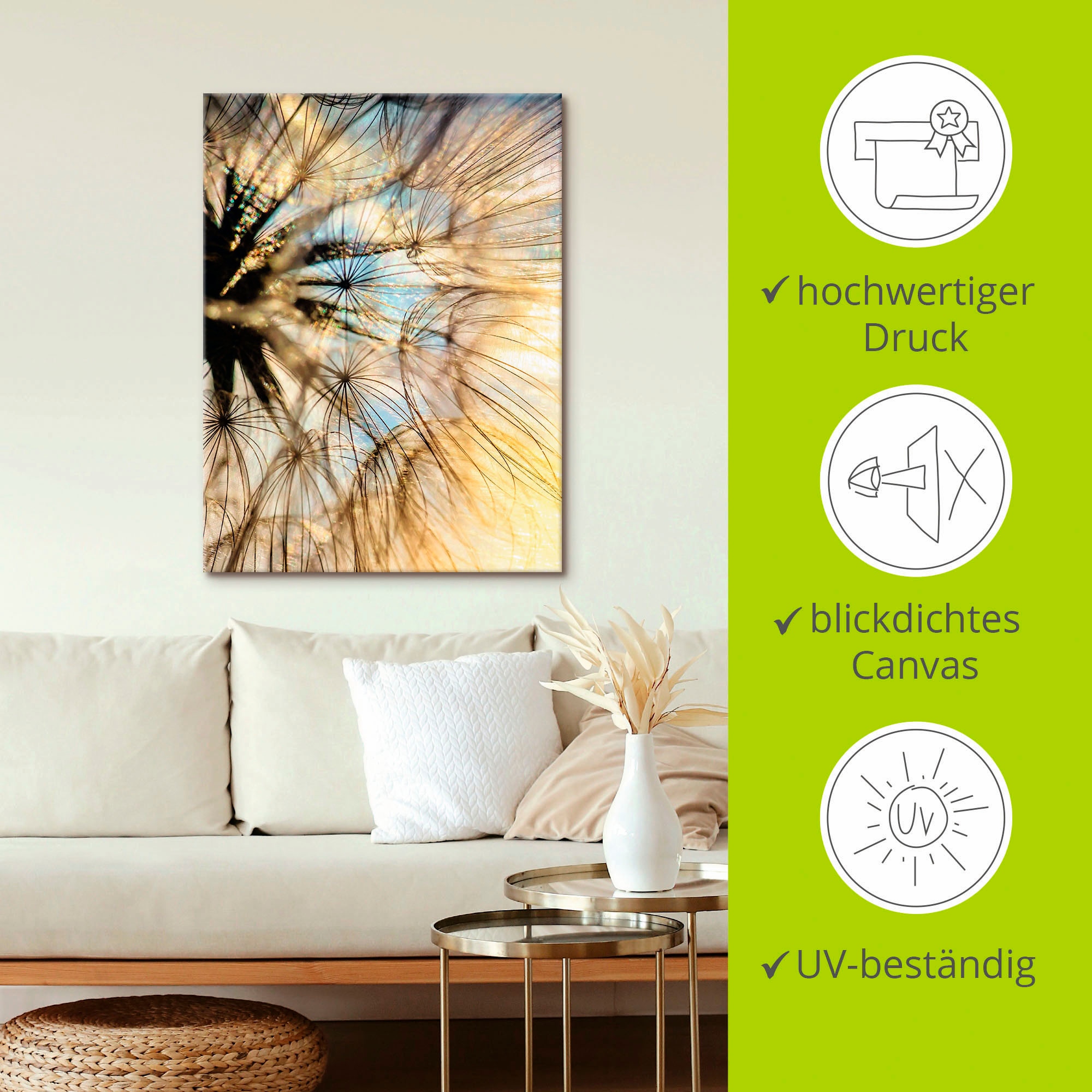 Artland Tableau sur toile »Pusteblume Poesie« 1 cuis tlg. auf Holzrahmen gespannt