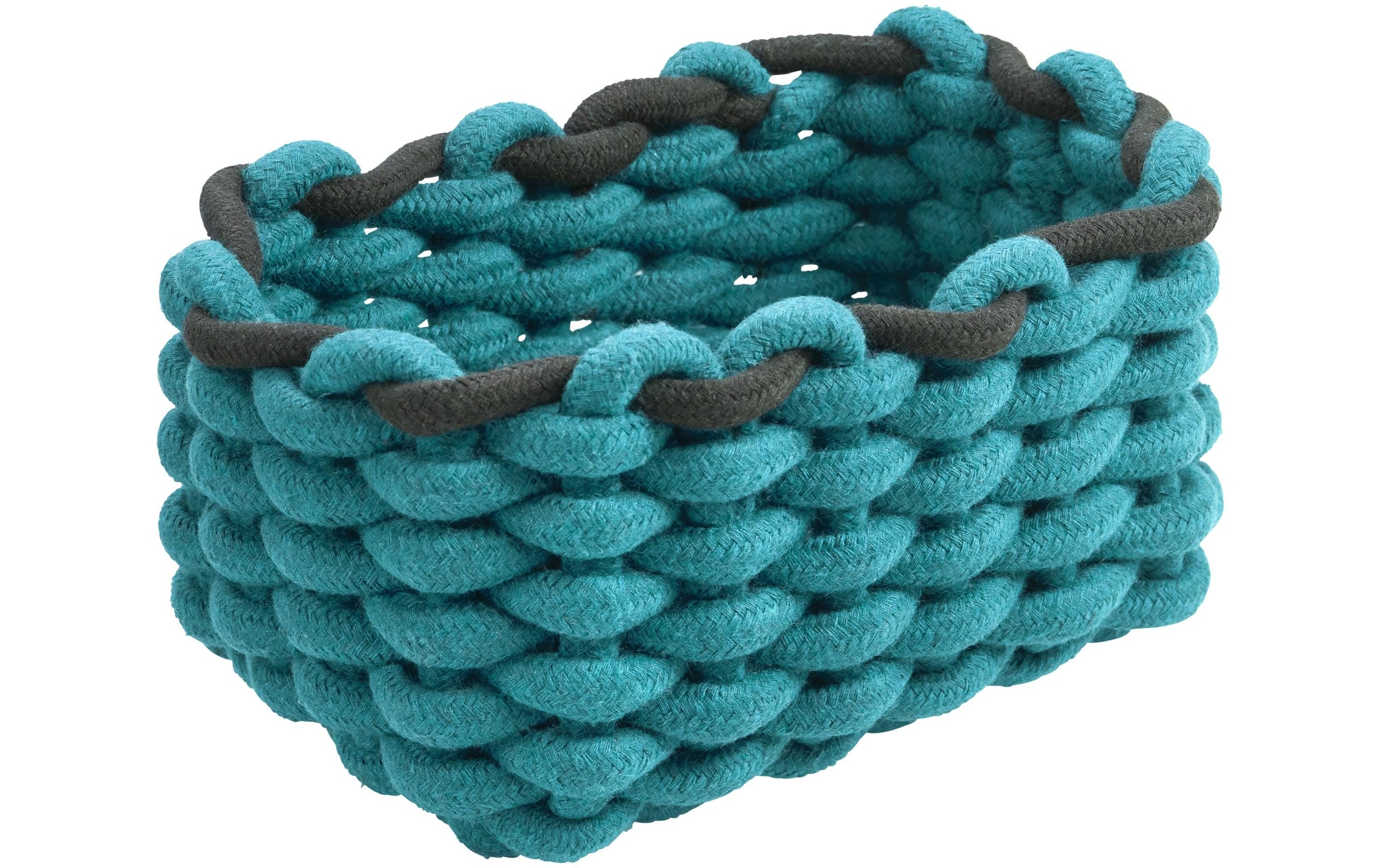 Image of diaqua Aufbewahrungskorb "Cord 20 x 14 x 10 cm, Petrol/Schwarz"