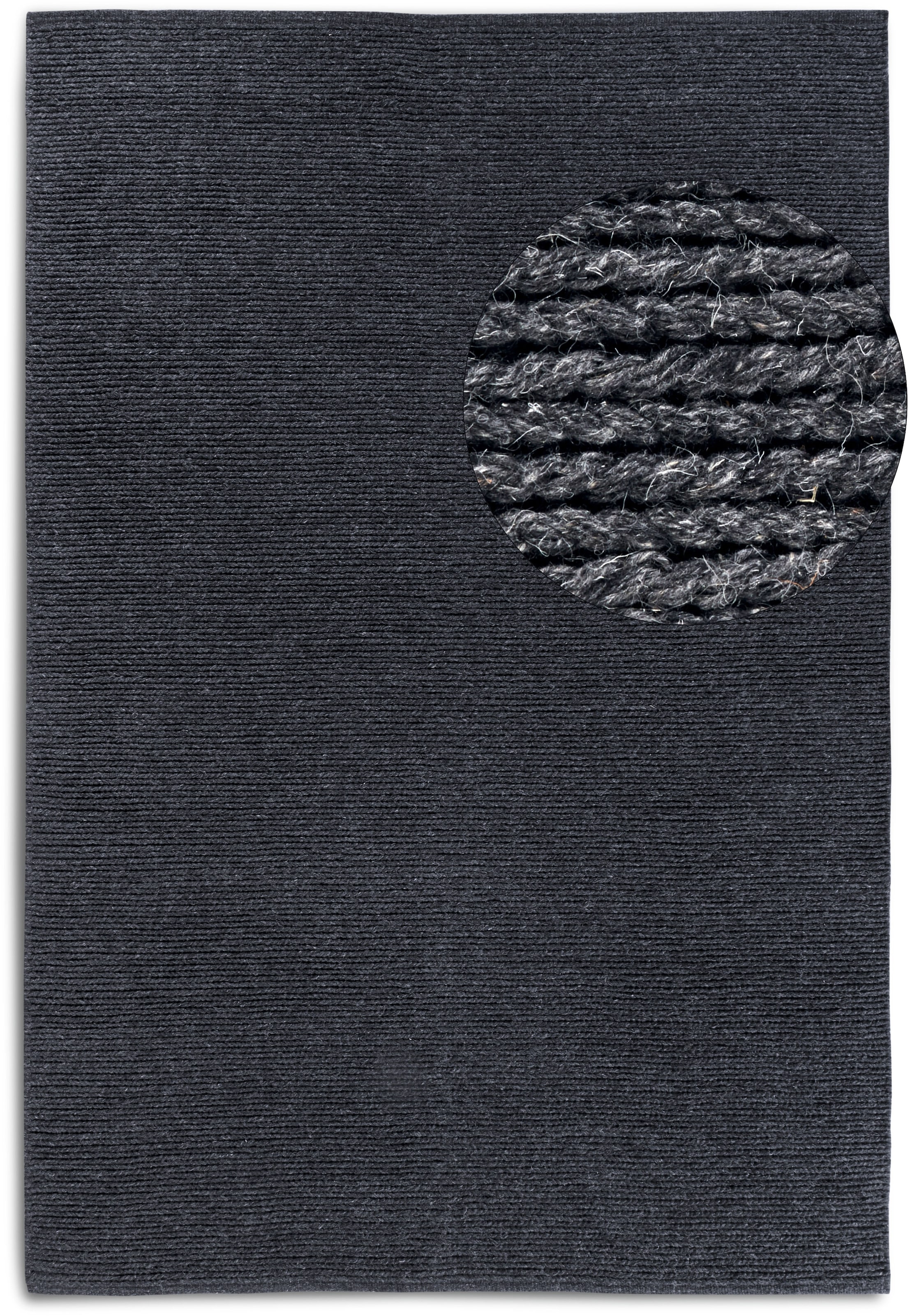 THE RUGS Villeroy & Boch 1748 Francois Handmade Wool Rug Soft Dense Pile in Charcoal | Size: 60cm x 90cm