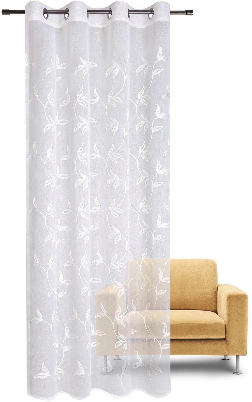 Image of Gerster Vorhang »Fabia«, (1 St.), HxB: 235x140, Ösenschal mit Blattranke bestickt bei Ackermann Versand Schweiz