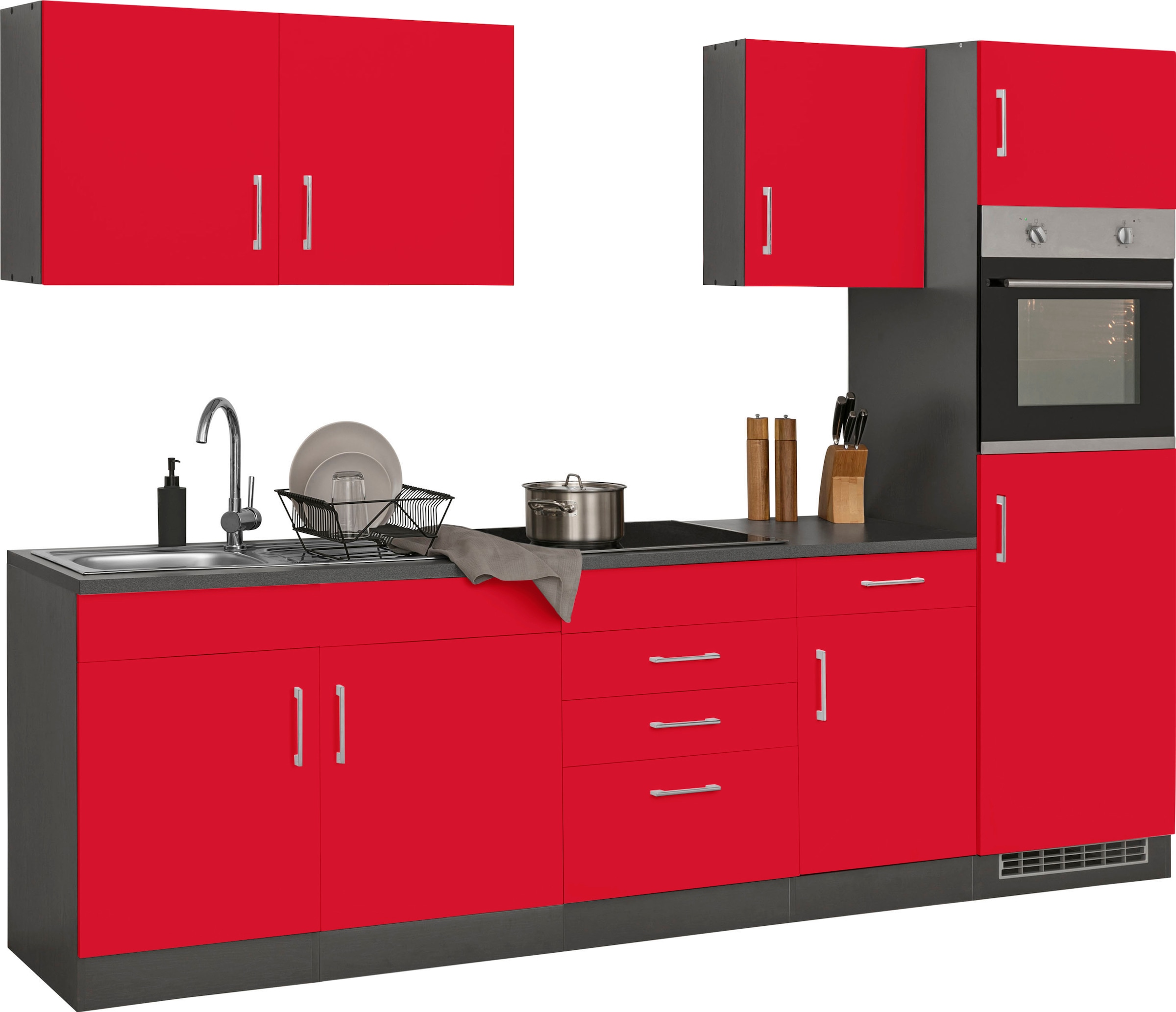 KOCHSTATION Kitchenette »KS-Paris – Küchen mit einzigartigen Fotomotiven auf den Fronten« largeur 270 cm, au choix avec appareils électriques et induction