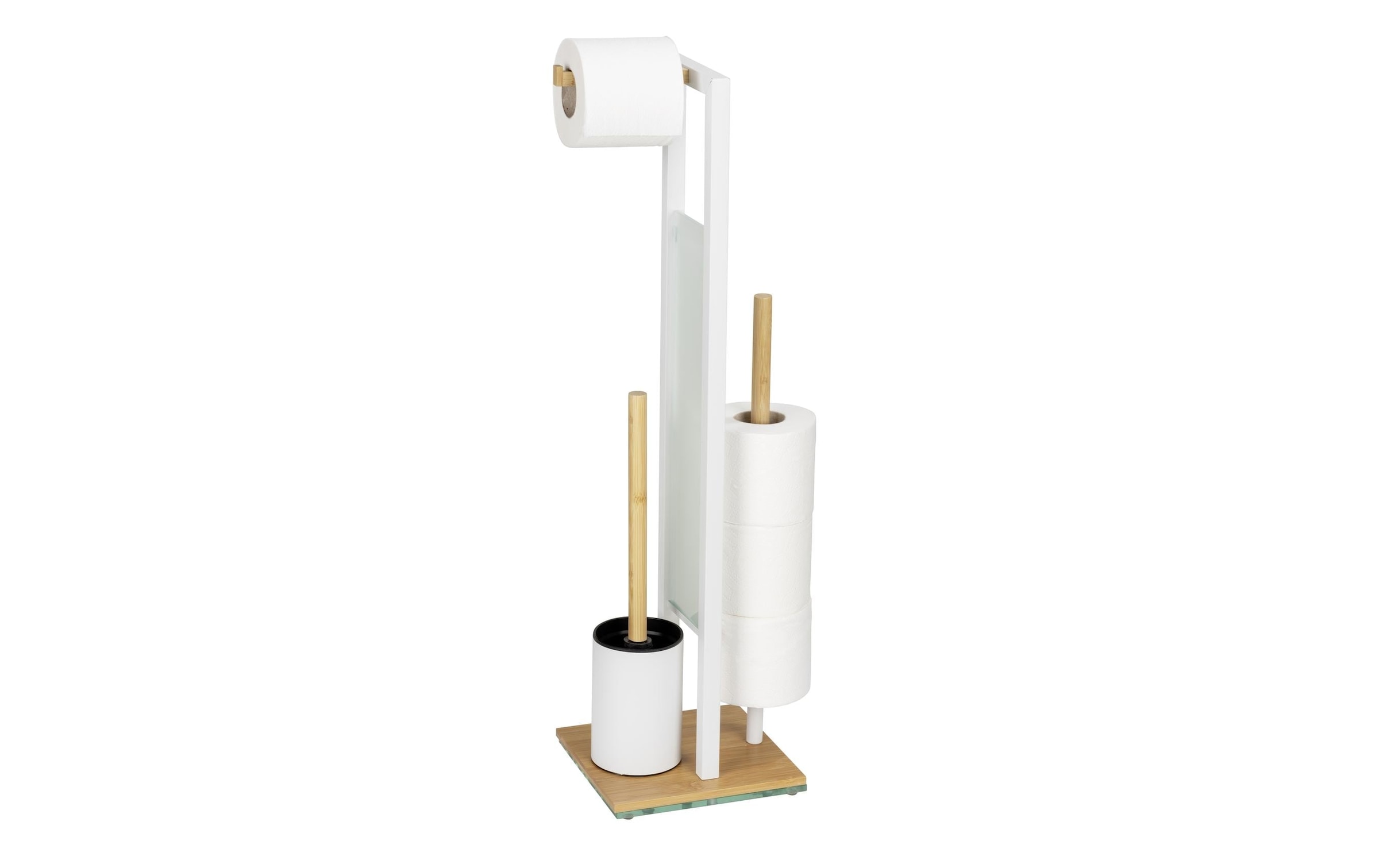 Image of WENKO WC-Garnitur "Rivalta" aus Bambus Edelstahl Glas