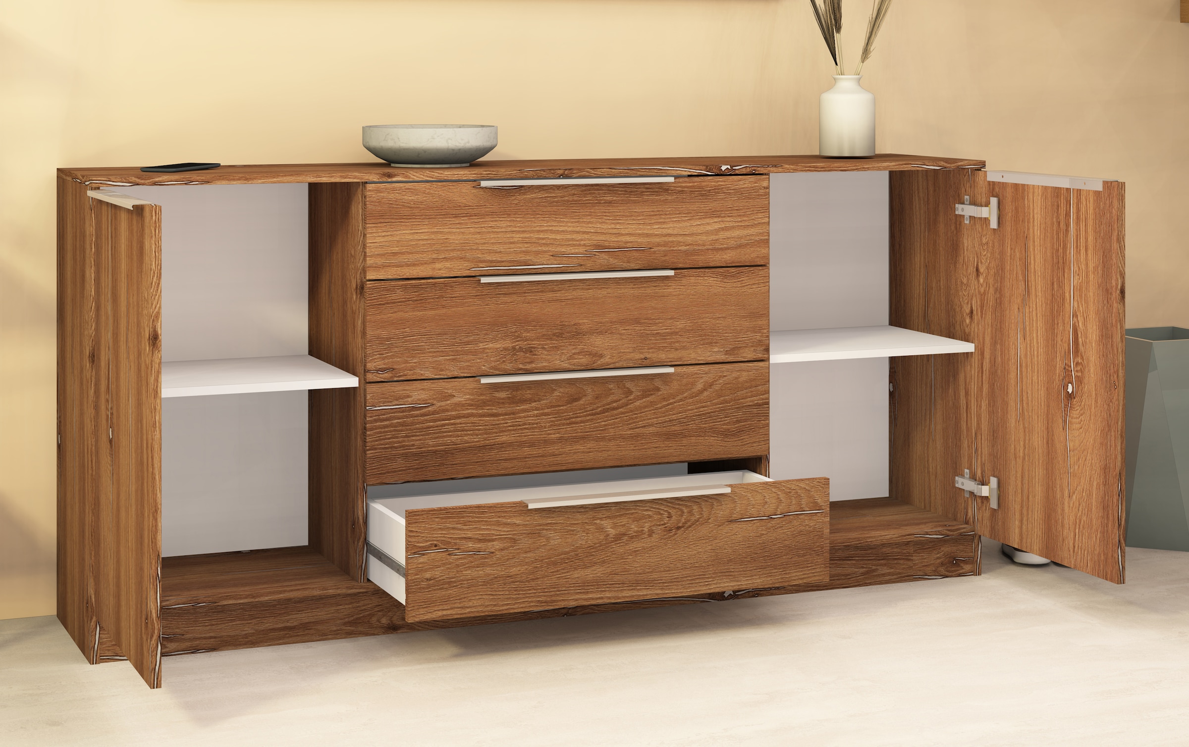 borchardt Möbel Kommode »Oliva«, Breite 166 cm, mit 4 Schubkästen