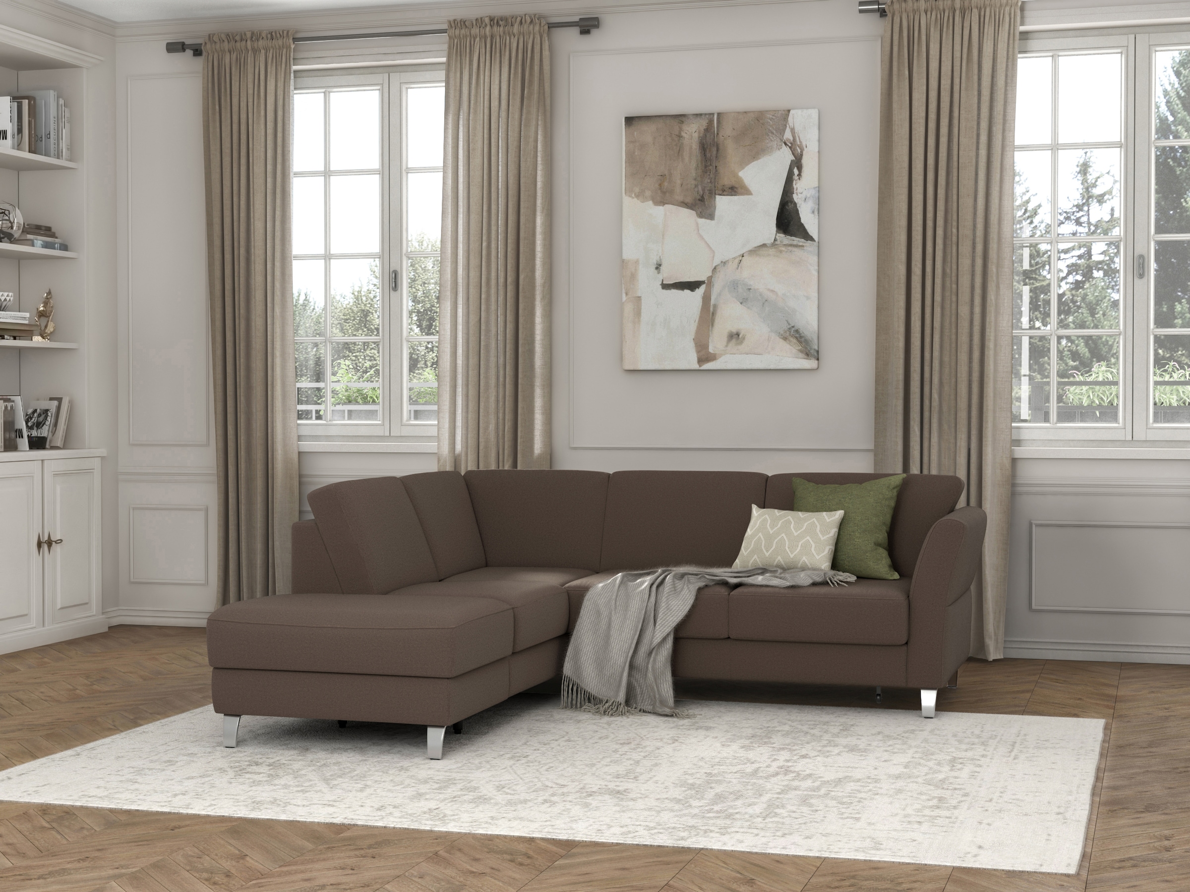 sit&more Ecksofa »Visby L-Form«, Wahlweise mit Bettfunktion und Stauraum, frei im Raum stellbar