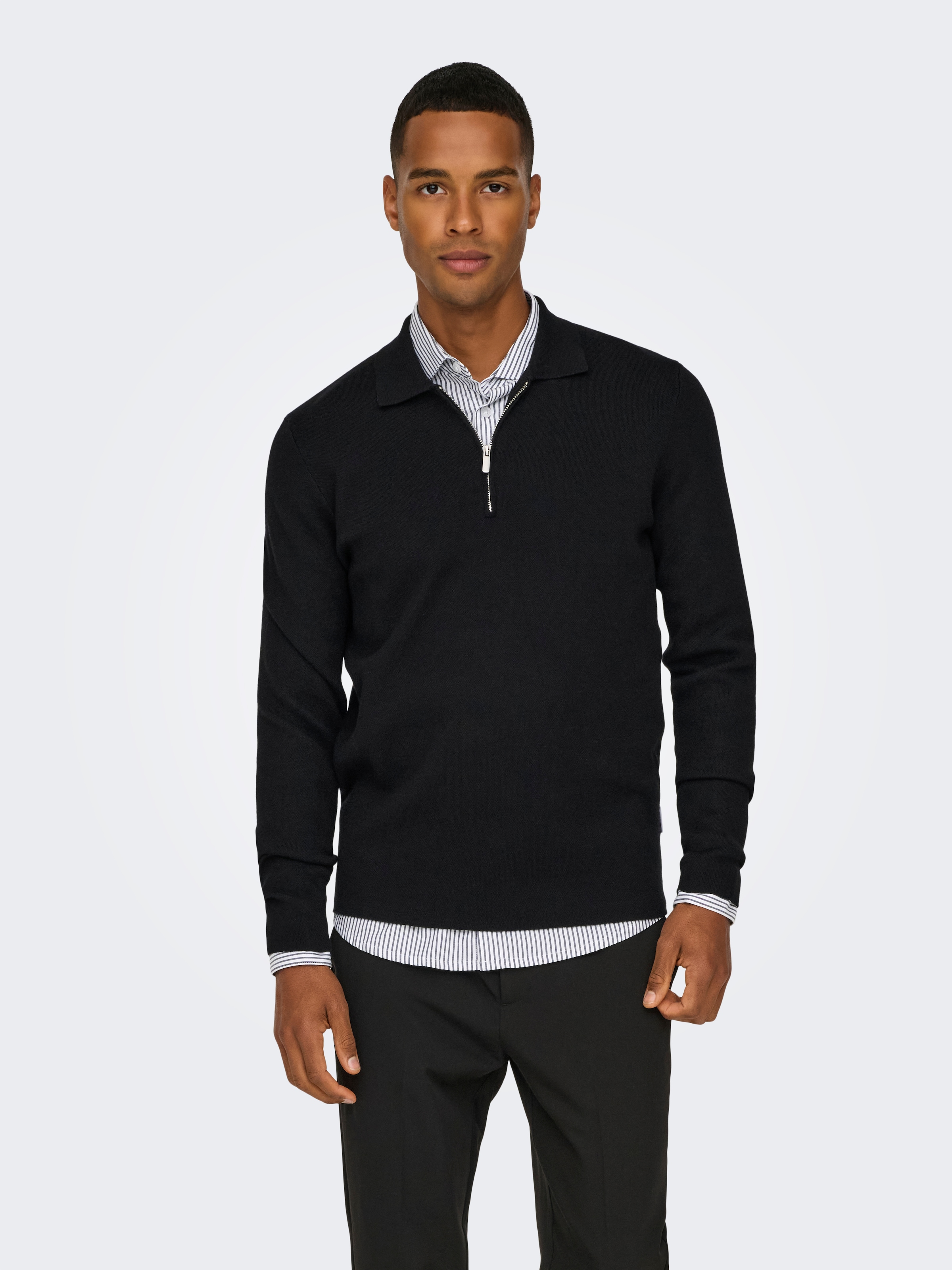 Image of ONLY & SONS Polokragenpullover "ONSCOOPER REG LS 12 HALF ZIP POLO"