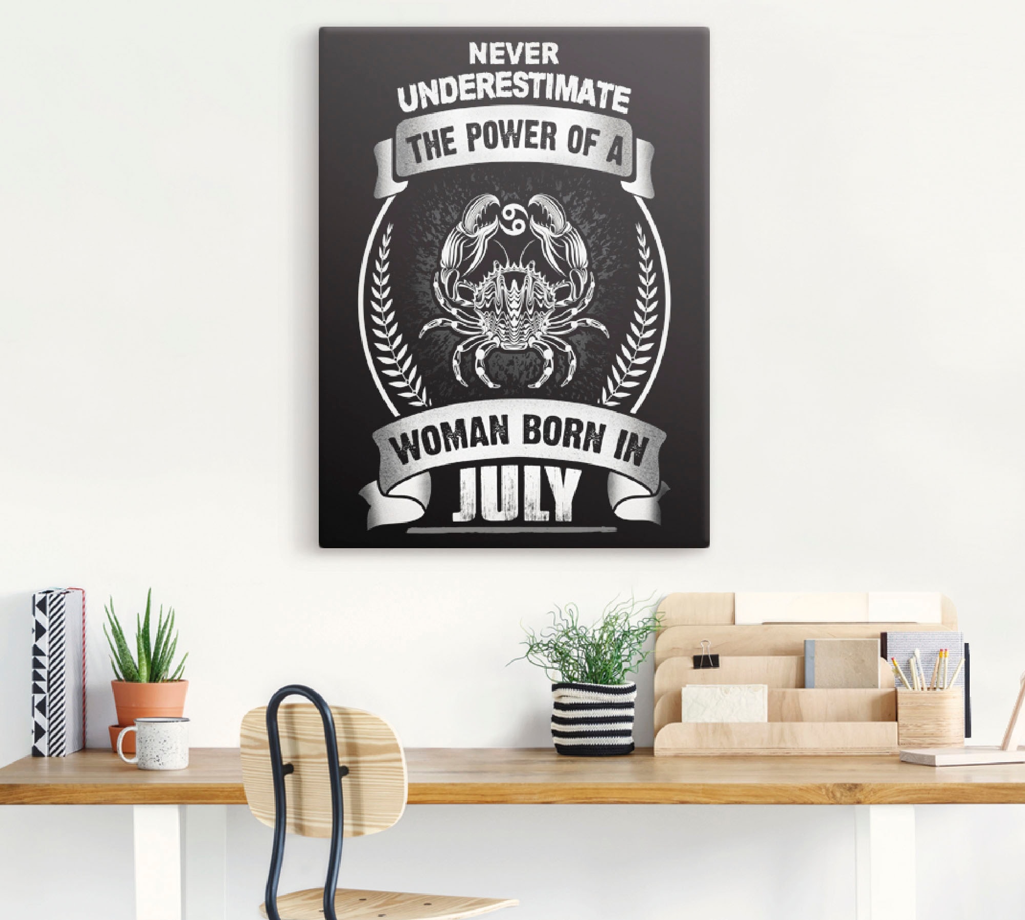 Artland Tableau sur toile »Sternzeichen Mottospruch Juli« 1 cuis tlg. auf Keilrahmen gespannt