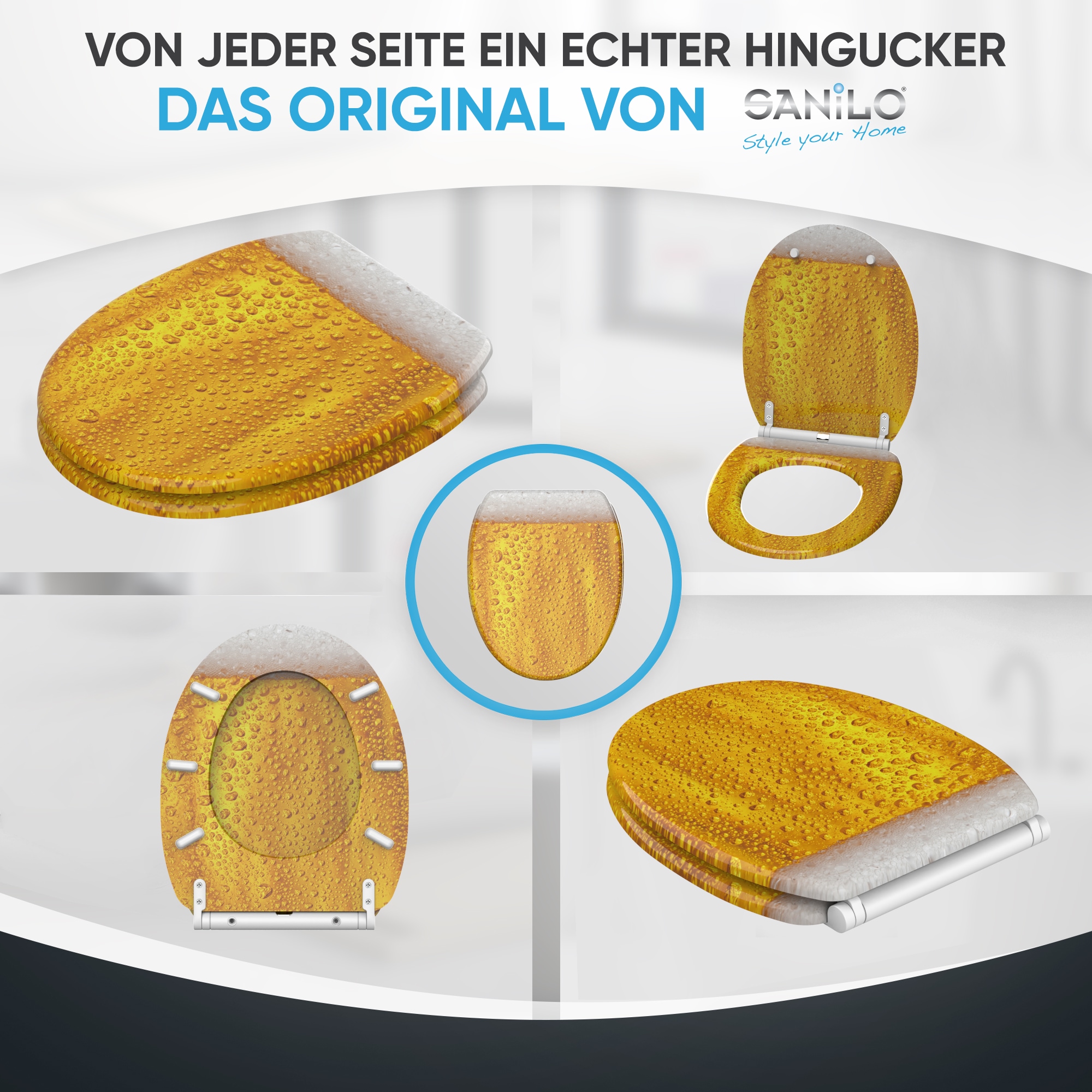 Sanilo WC-Sitz »Bier mit Absenkautomatik & Quick Release« Premium Toilettendeckel, abnehmbar, leichte Montage von oben