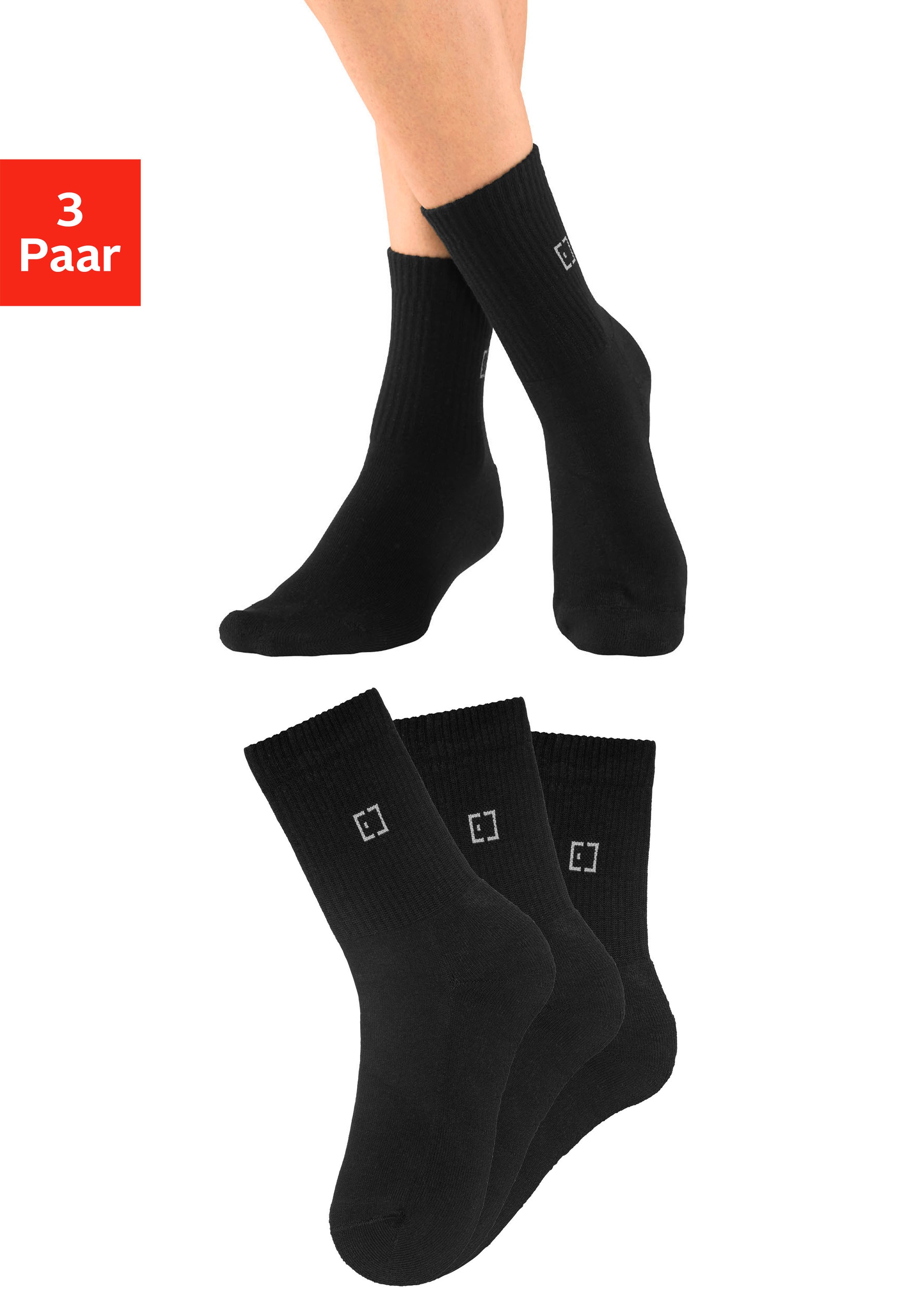Image of Elbsand Socken Packung, 3 Stk. tlg. mit Frottee und eingestricktem Markenlogo