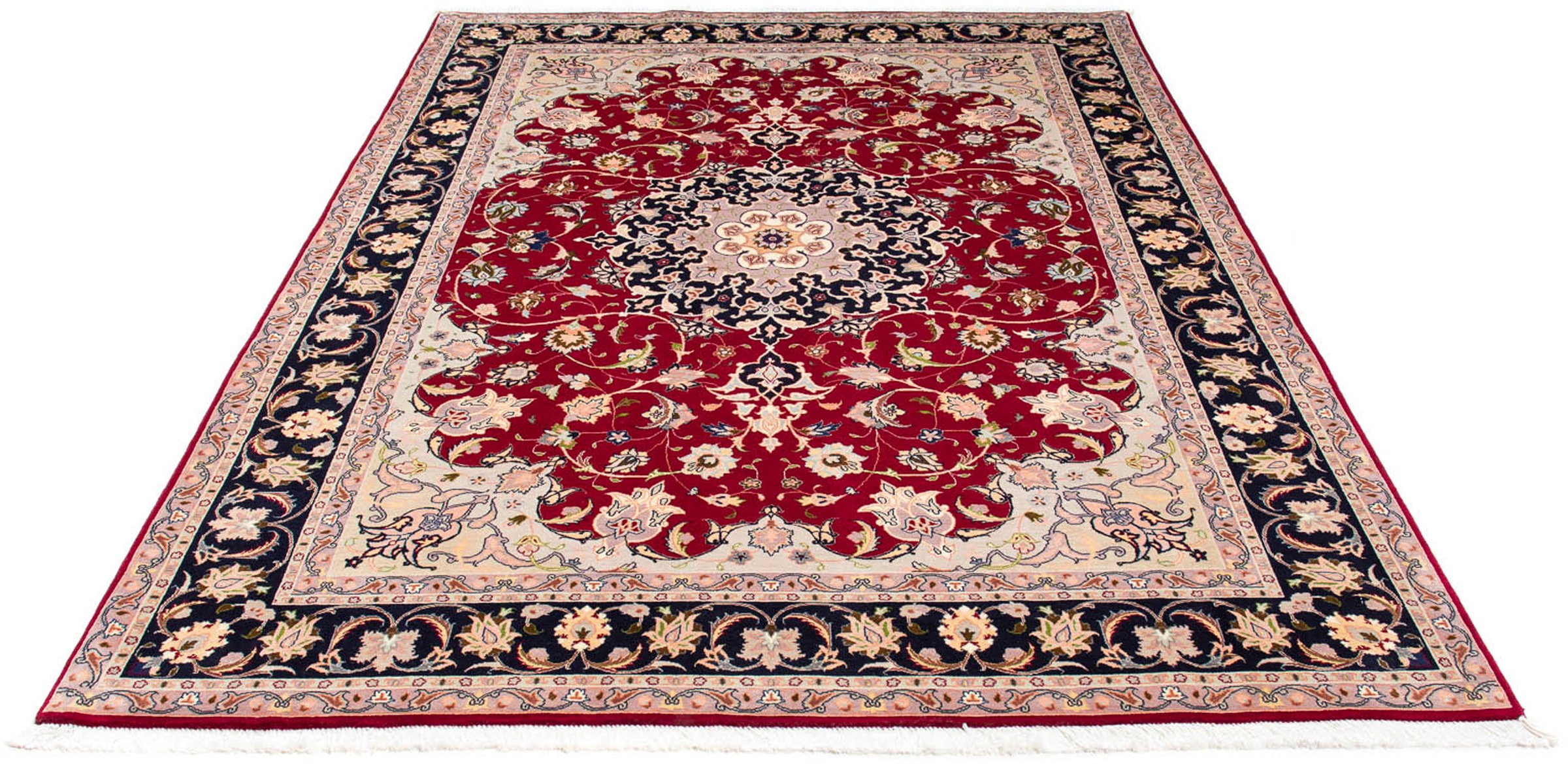 Image of morgenland Orientteppich »Perser - Täbriz - Royal - 243 x 172 cm - dunkelrot«, rechteckig, 7 mm Höhe, Wohnzimmer, Handgeknüpft, Einzelstück mit Zertifikat bei Ackermann Versand Schweiz
