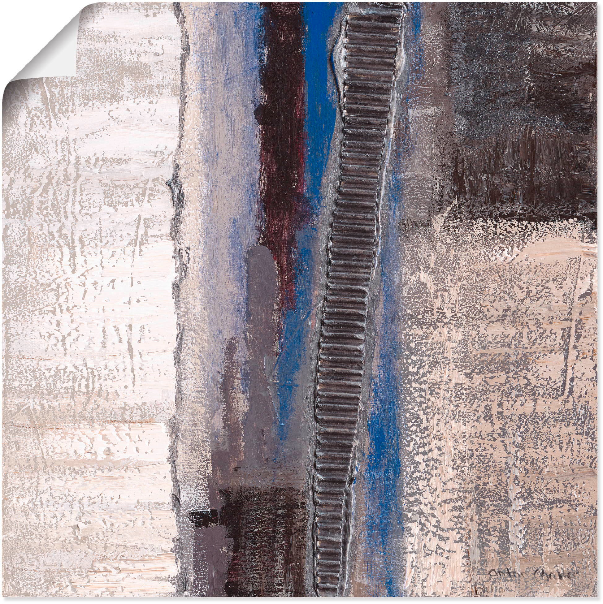 Image of Artland Poster "Blau-silber Abstrakt I" Muster 1 Stk. tlg. ohne Rahmen