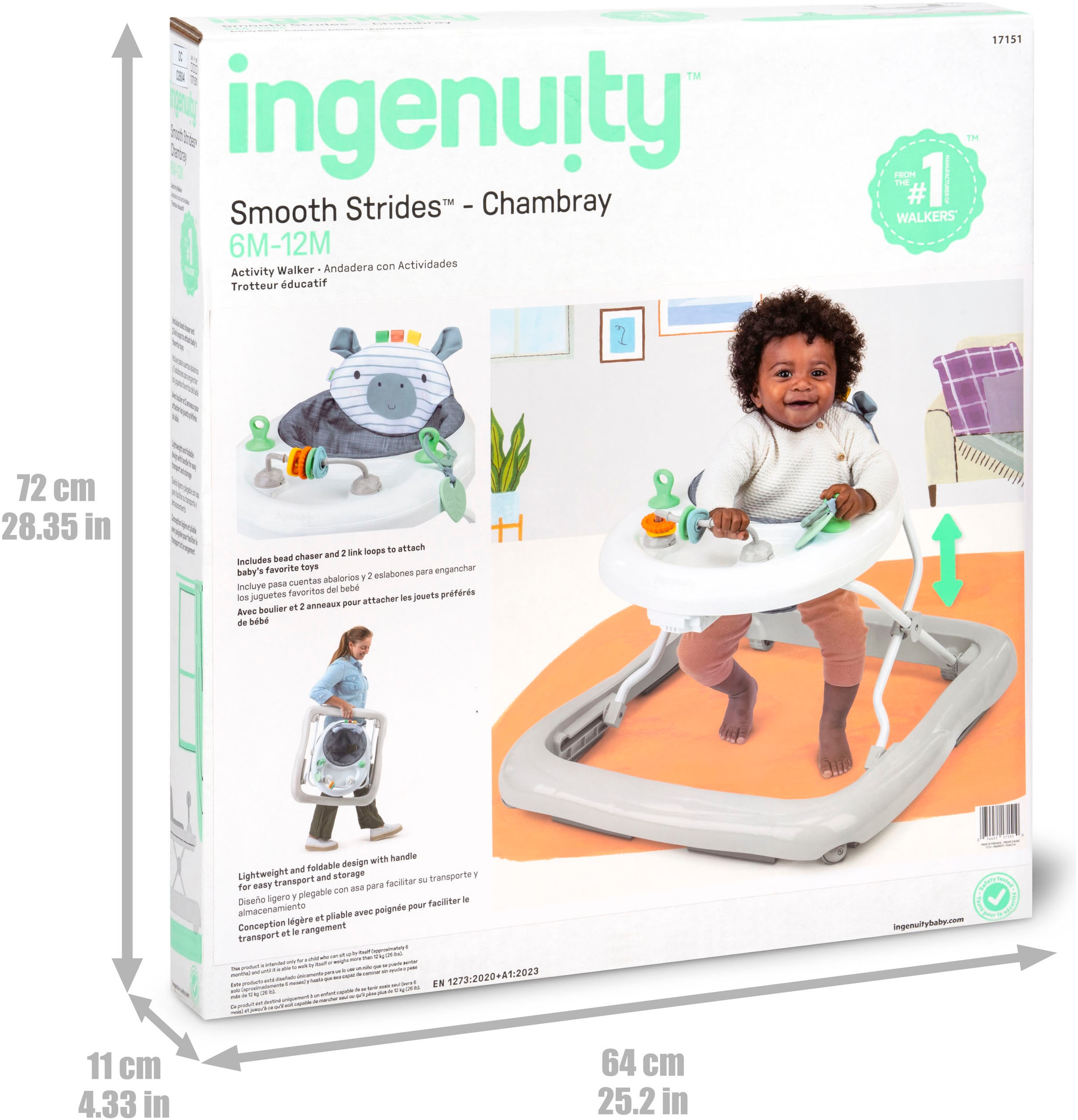 ingenuity Trotteur »Smooth Strides Activity Walker - Chambray«