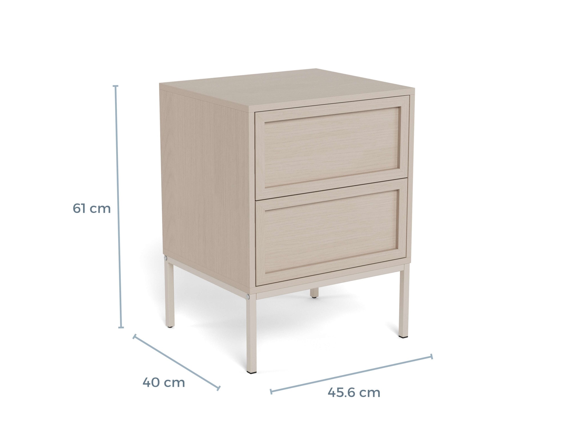 ACTONA GROUP Nachttisch »Palmdale, Nachtkommode, Nako« 2 Schubladen, Metallgestell, 45.6x40x61