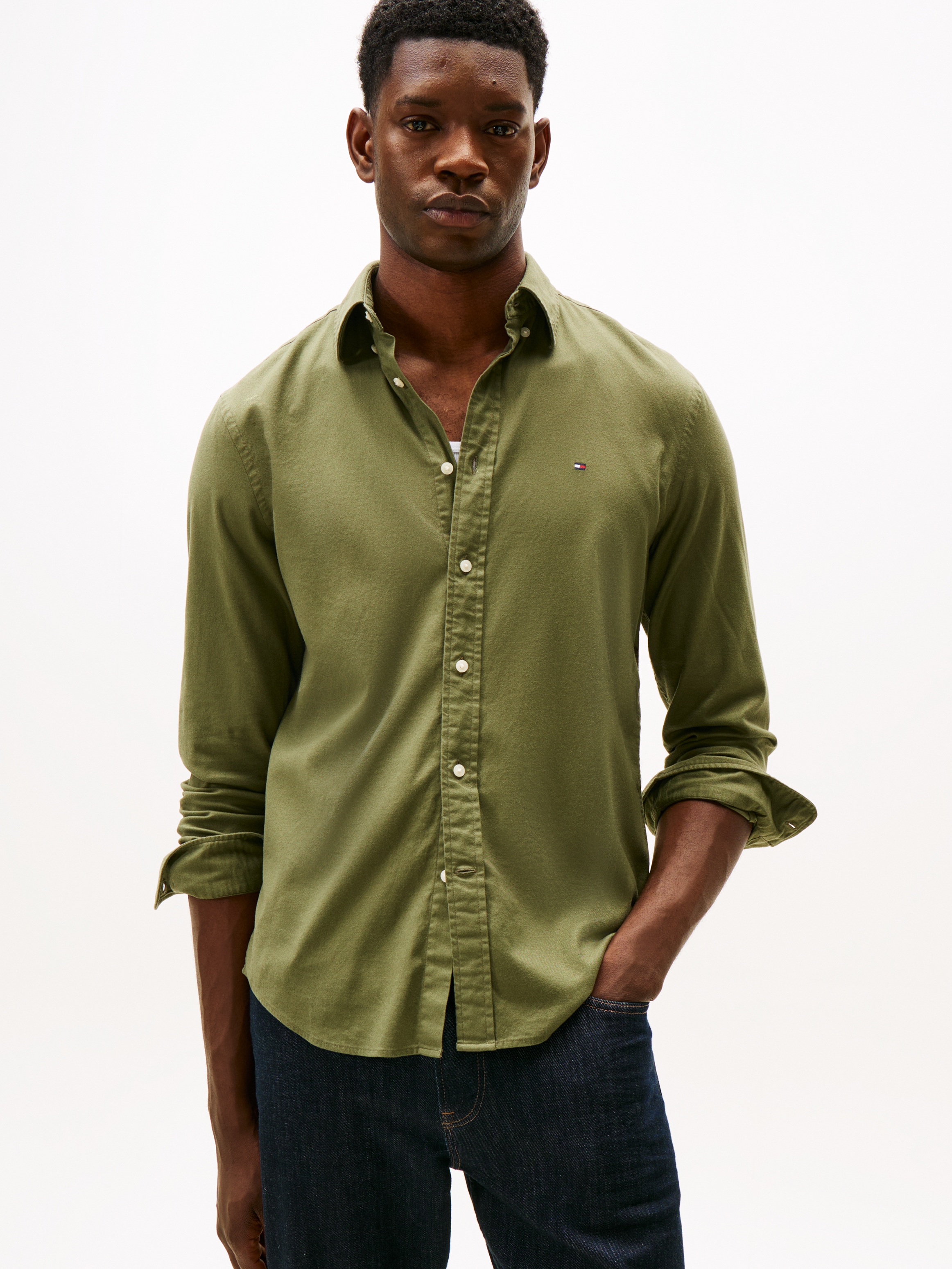 Image of Tommy Hilfiger Langarmhemd "FLEX FLANNEL SOLID SHIRT" Regular fit