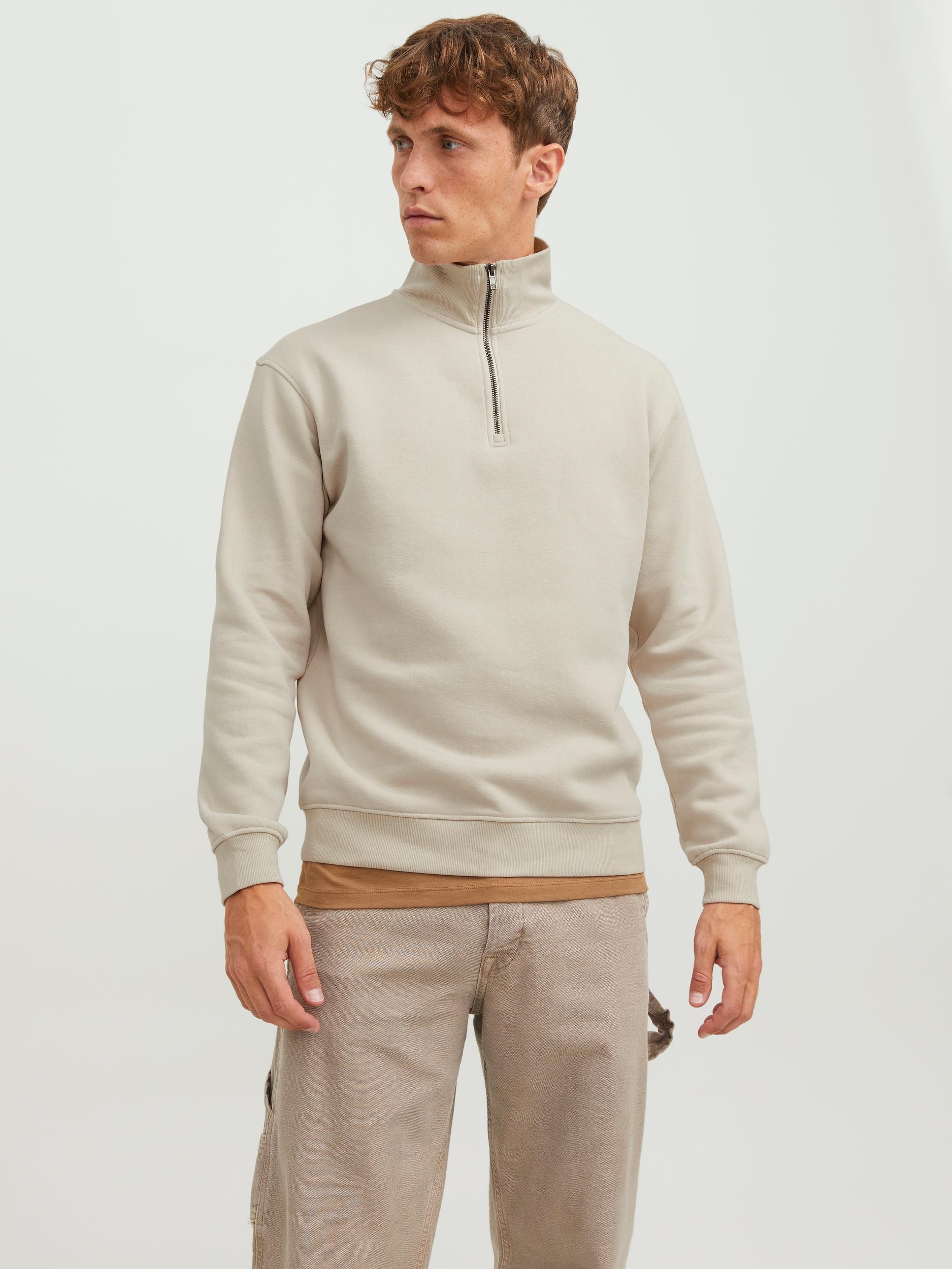 Image of Jack & Jones Sweatshirt "JJEBRADLEY SWEAT HALF ZIP NOOS", Materialmix, relaxed fit