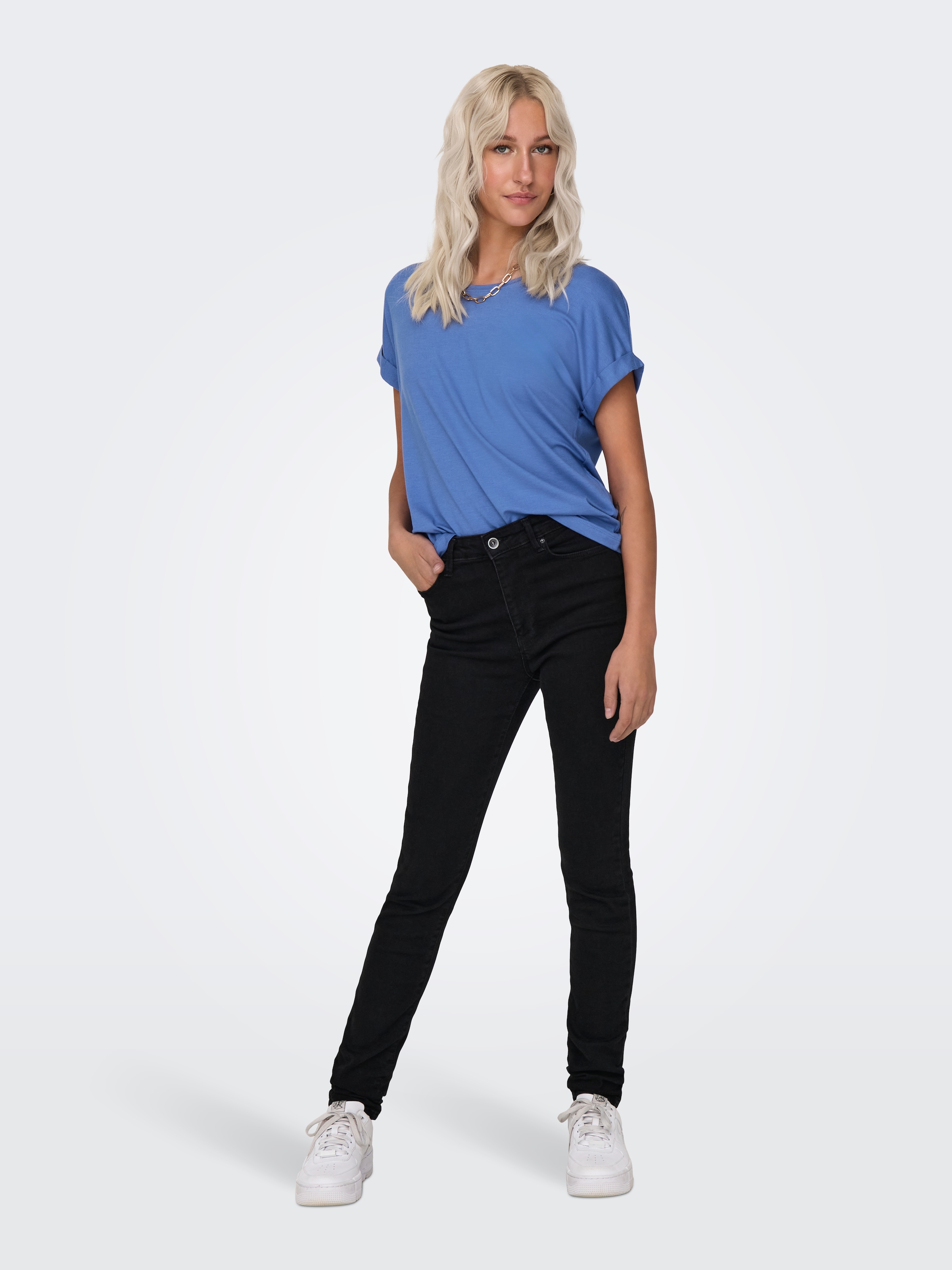 ONLY T-shirt »ONLMOSTER – Kurzarmshirt mit Aufschlag und klassischem Look« mélange viscose, coupe régulière