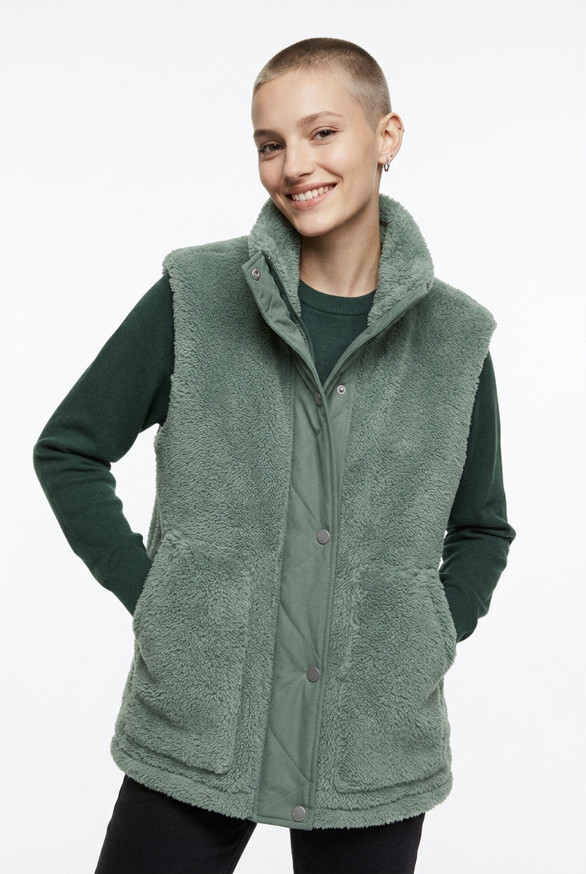 ONLY Gilet en peluche »ONLBARI LIFE TEDDY WAISTCOAT OTW« fibre synthétique