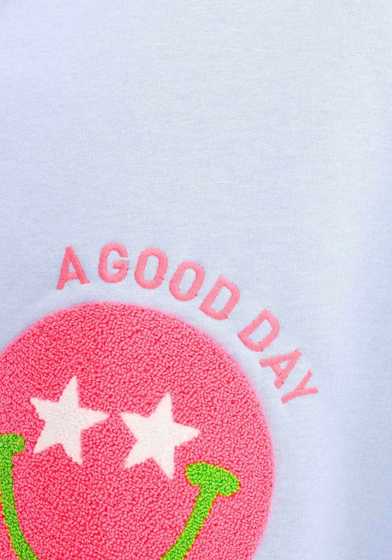 Zwillingsherz Hoodie »"Always Happy" Kids«, mit grossem Smiley und neonfarbenen Details
