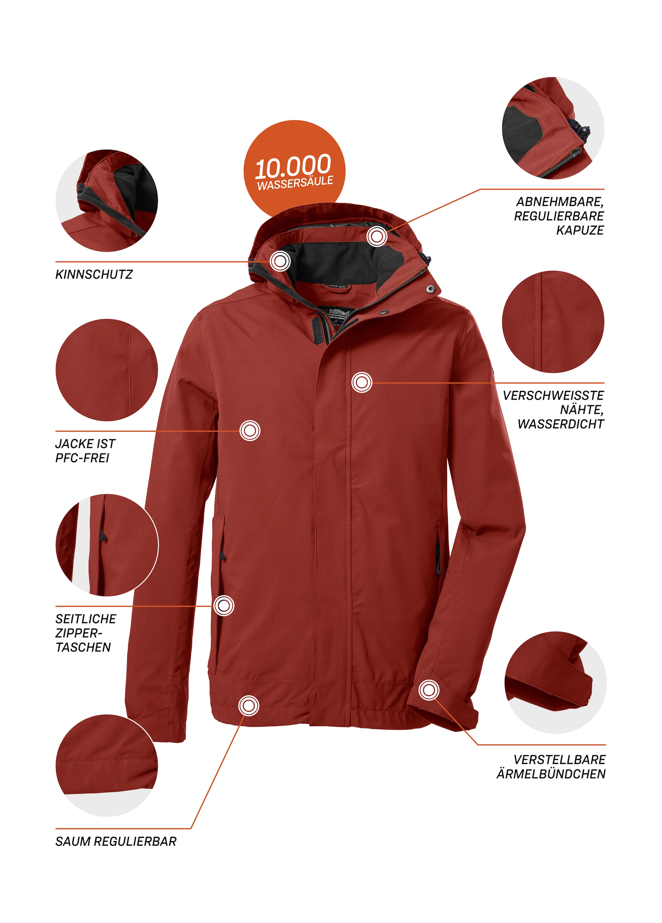Killtec Outdoorjacke »KOS 87 MN JCKT_XENIOS«, 100% wasser- und winddicht, abzippbare Kapuze, verstellbare Bündchen