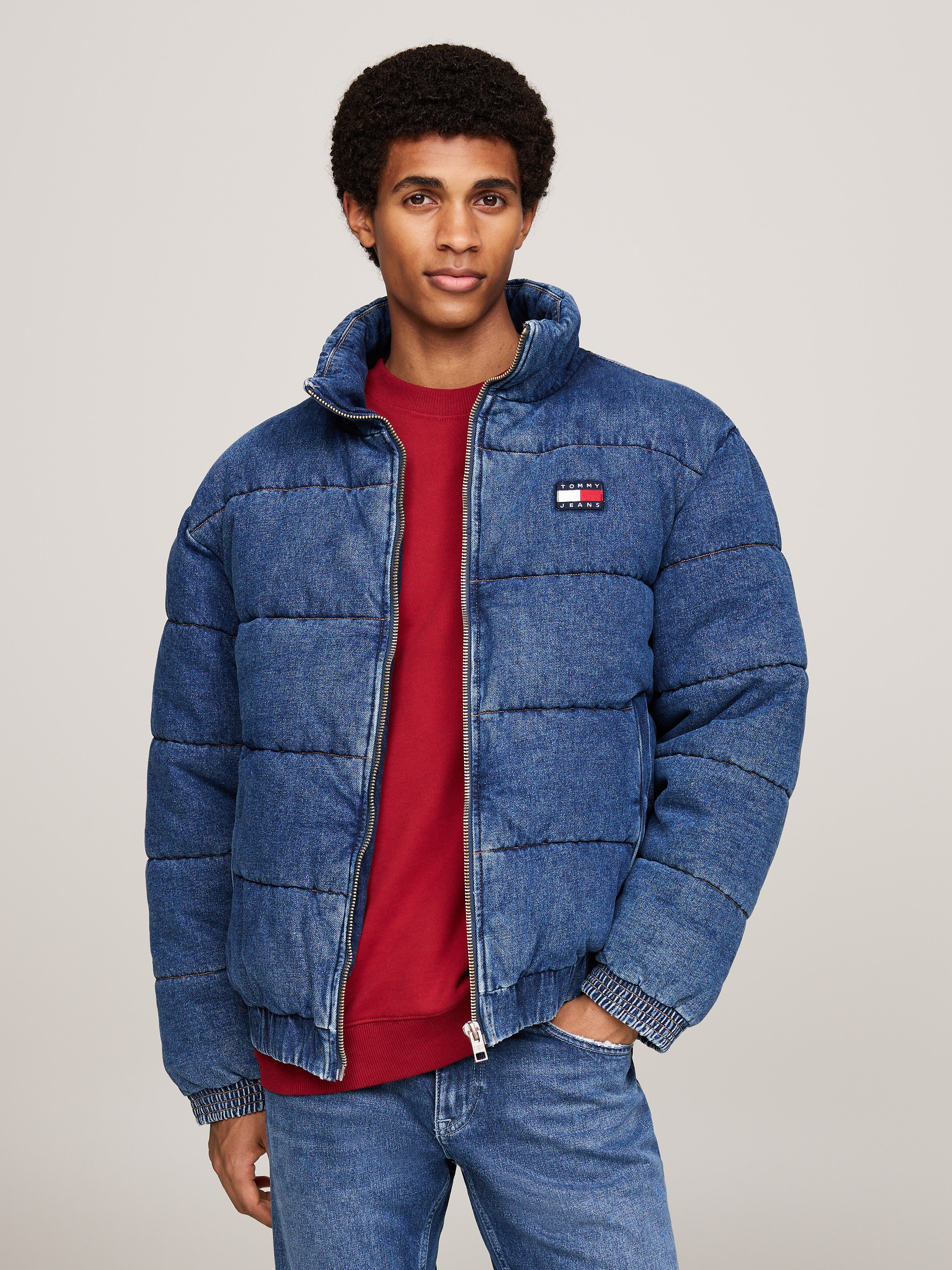 Steppjacke »DENIM PUFFER JKT DH6051«, mit bestickten Markenlogo auf Brusthöhe