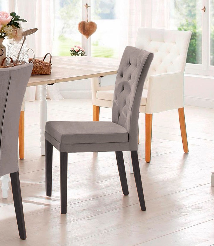Home affaire 4-Fussstuhl »Colorado«, (Set), 2 St., Luxus-Microfaser, Beine aus Buche, wengefarben lackiert, Im 2er, 4er oder 6er-Set
