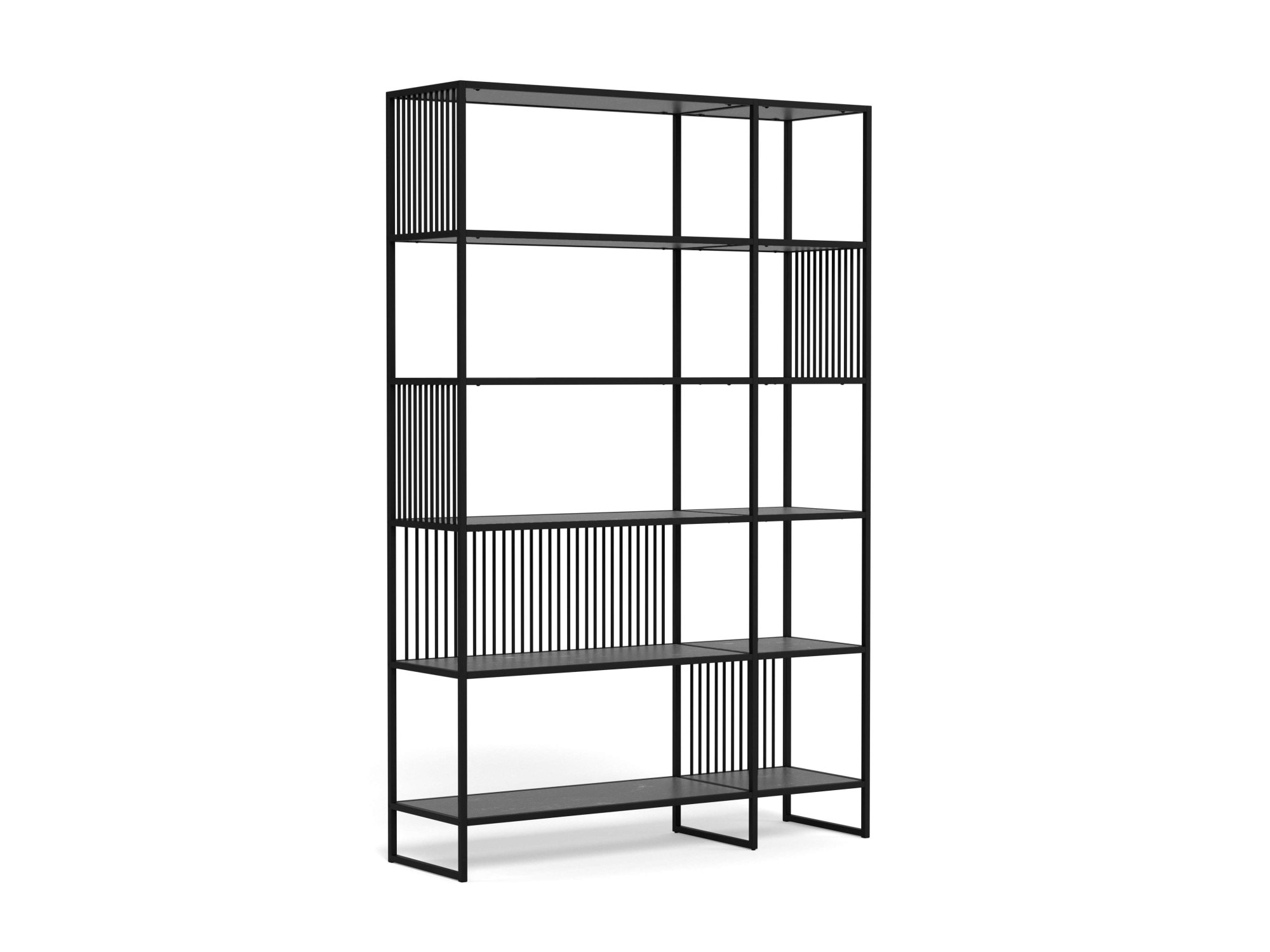 ACTONA GROUP Étagère à livres »Strington, Regal, Raumteiler, Standregal« L/P/H : 120/35/185 cm,  cadre en acier noir, 5 étagères, aspect marbre, FSC™