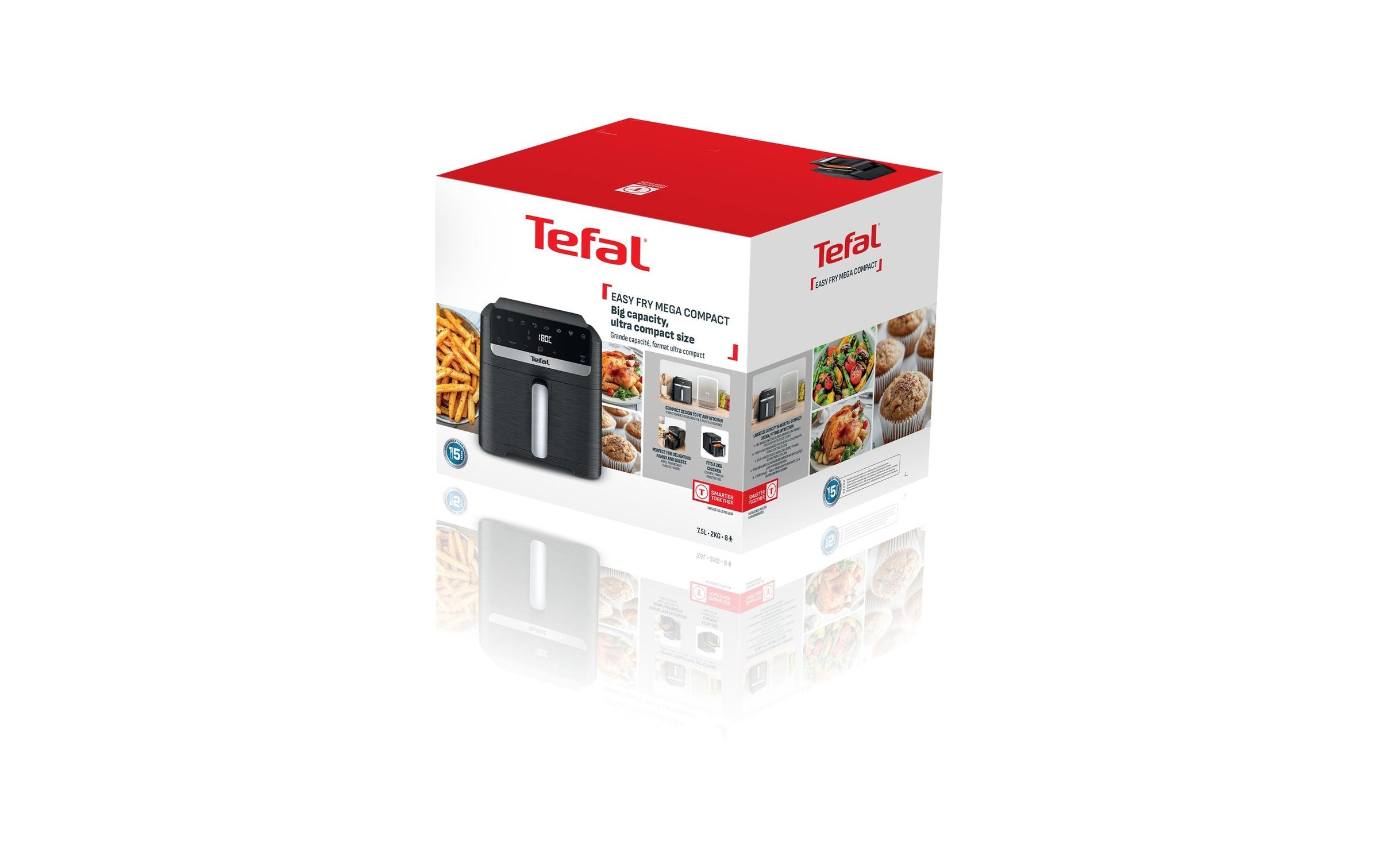 Image of Tefal Heissluftfritteuse "EY8618 Easy Fry Mega Compact" platzsparendes Design, 7,5 L, 8 Portionen, intuitiver Touchscreen
