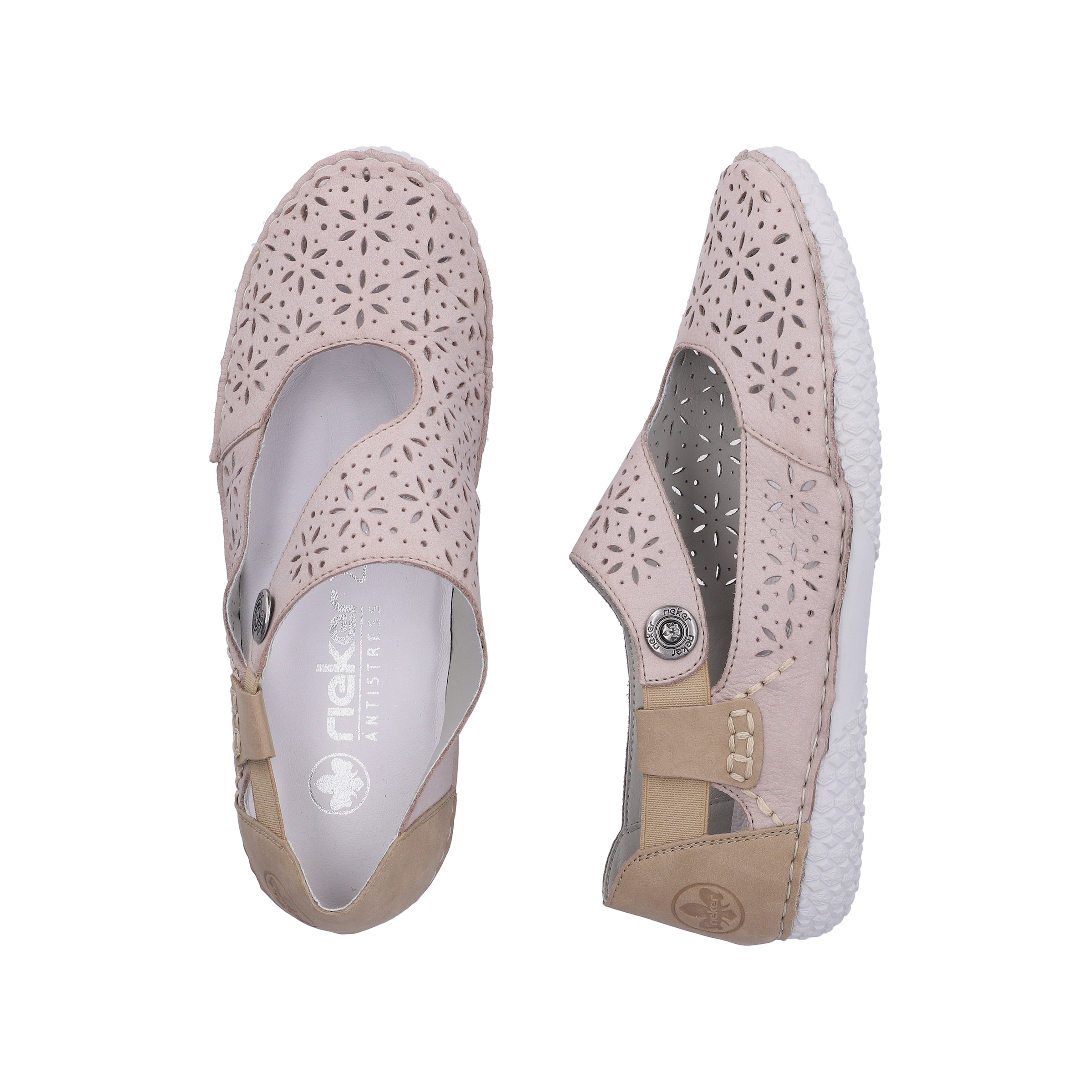 Rieker Ballerines à lanières  Mule, slipper avec perforations à la mode