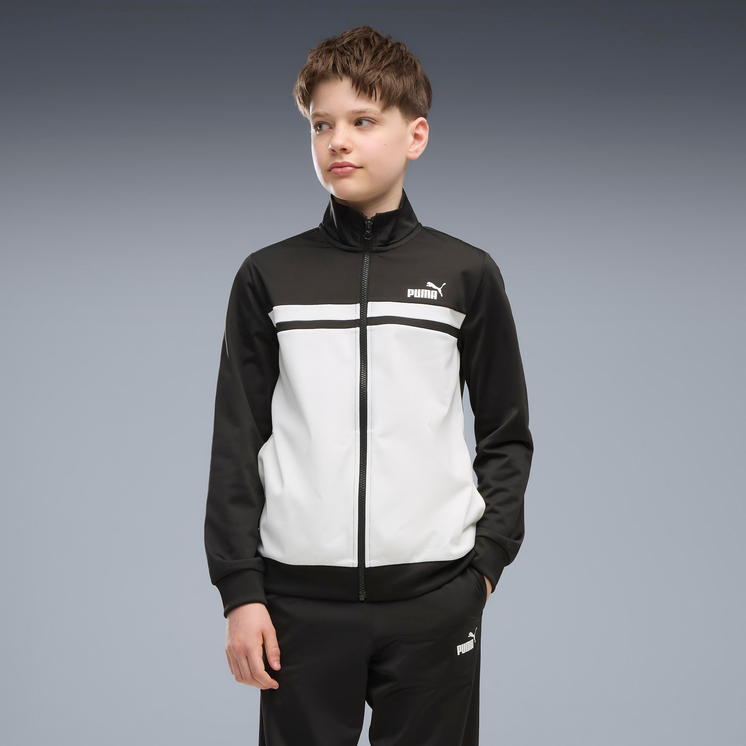 PUMA Combinaison d'entraînement »POLY COLORBLOCK SUIT B« 2 ensemble deux pièces, avec fermeture éclair sur le haut, en polyester