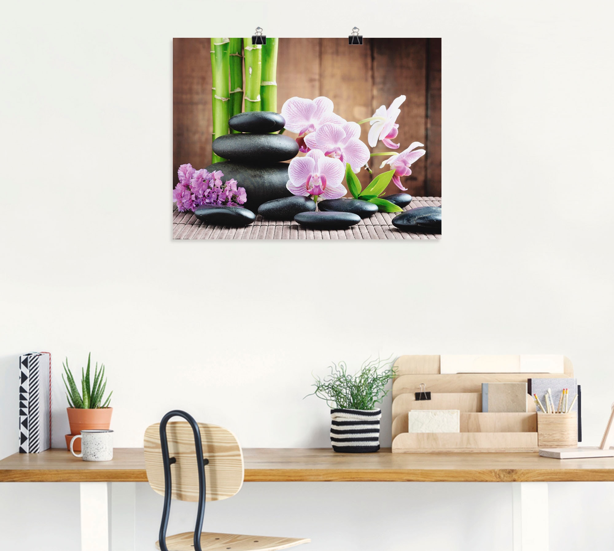 Artland Wandbild »Spa Konzept Zen Steinen Orchideen«, Zen, (1 St.), als Leinwandbild, Poster, Wandaufkleber in verschied. Grössen