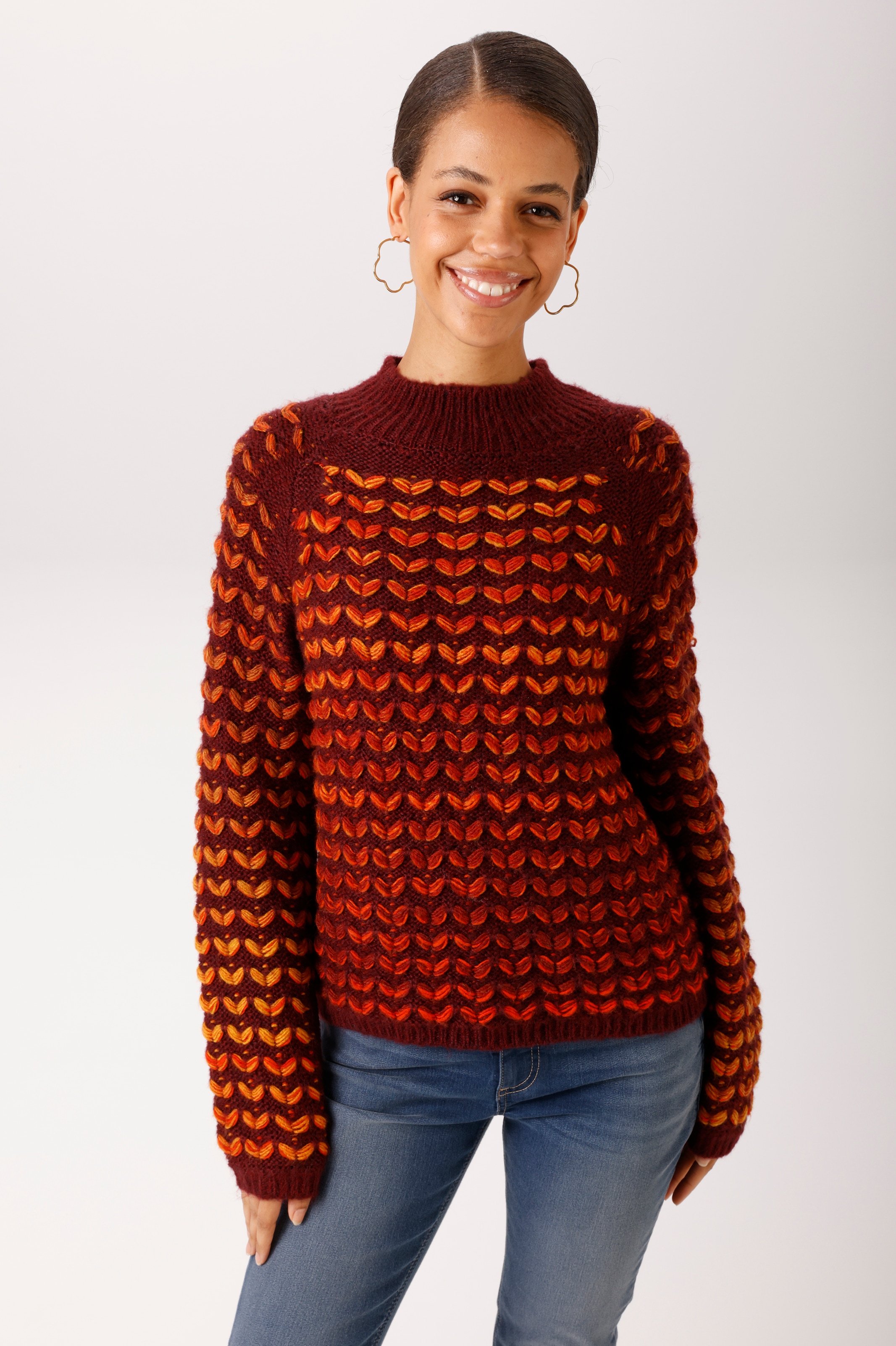 Image of Aniston CASUAL Strickpullover im 3D-Effekt mit aufgestrickten Blättern - NEUE KOLLEKTION