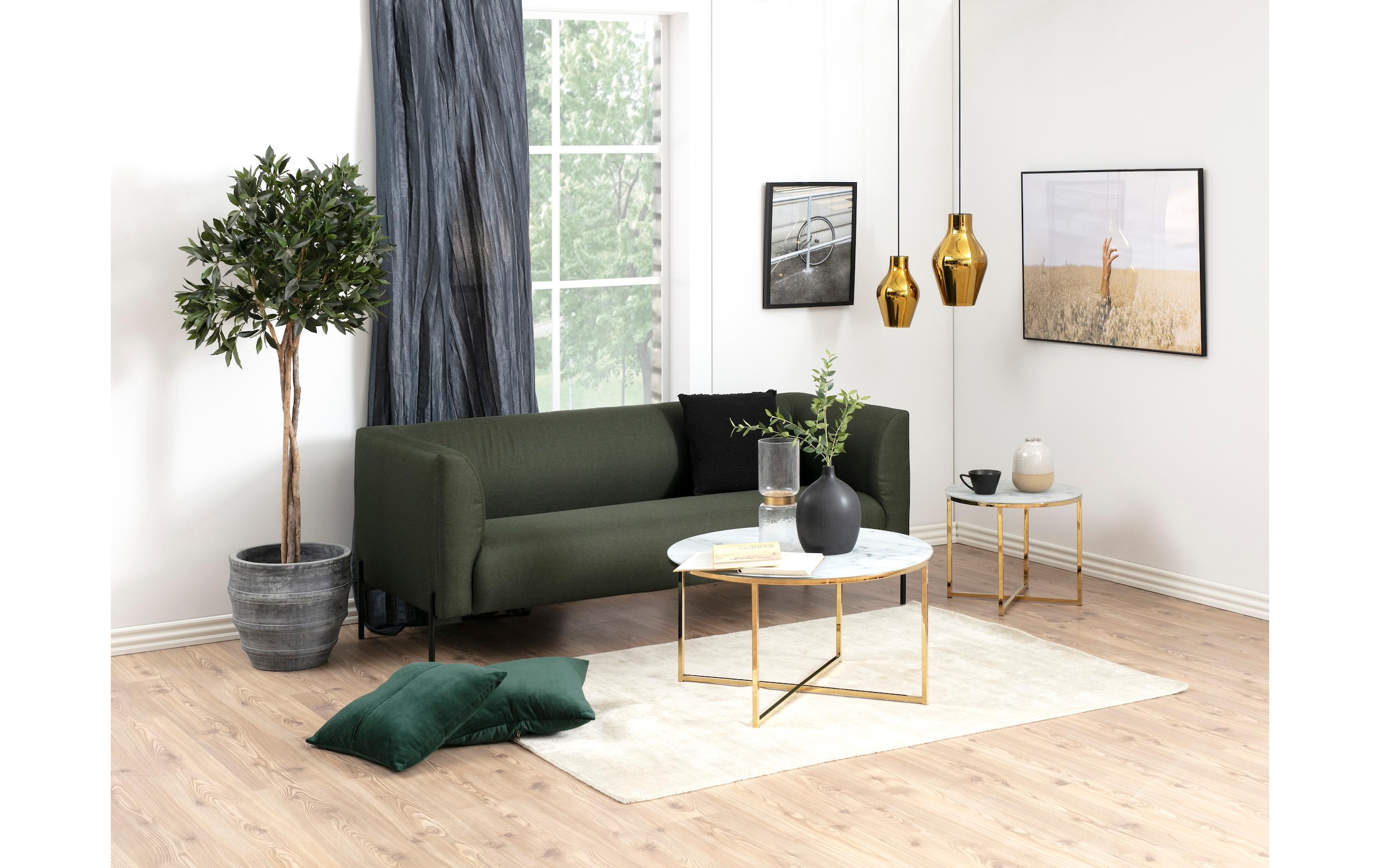 AC Design Beistelltisch »Alisma Ø 50 x 42 cm Goldfarben/Weiss«