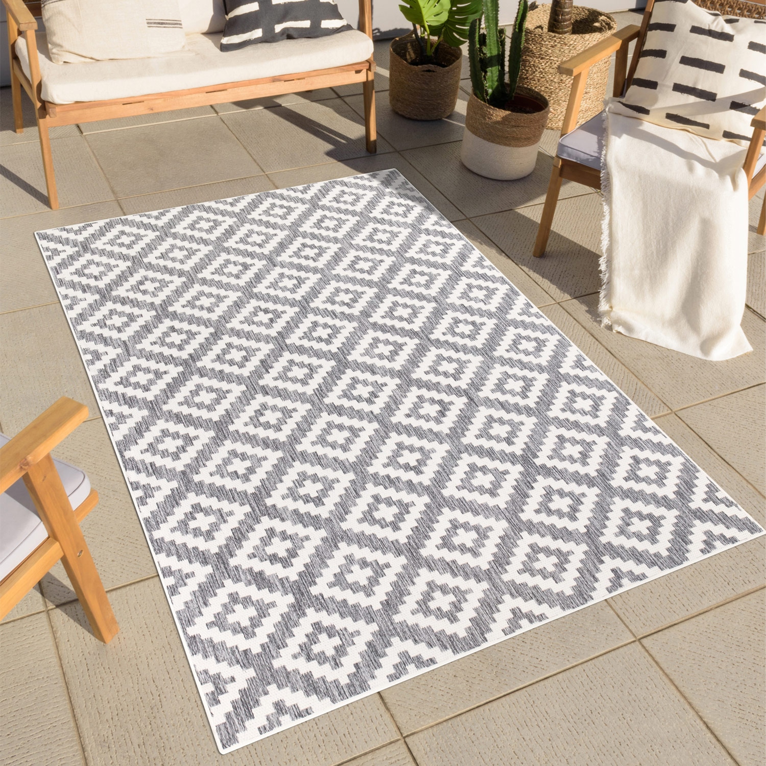 Image of Carpet City Outdoorteppich "Outdoor 461" rechteckig 5 mm Höhe Läufer, wetterfest, Flachgewebe, quadratisch, In- & Outdoor, Raute