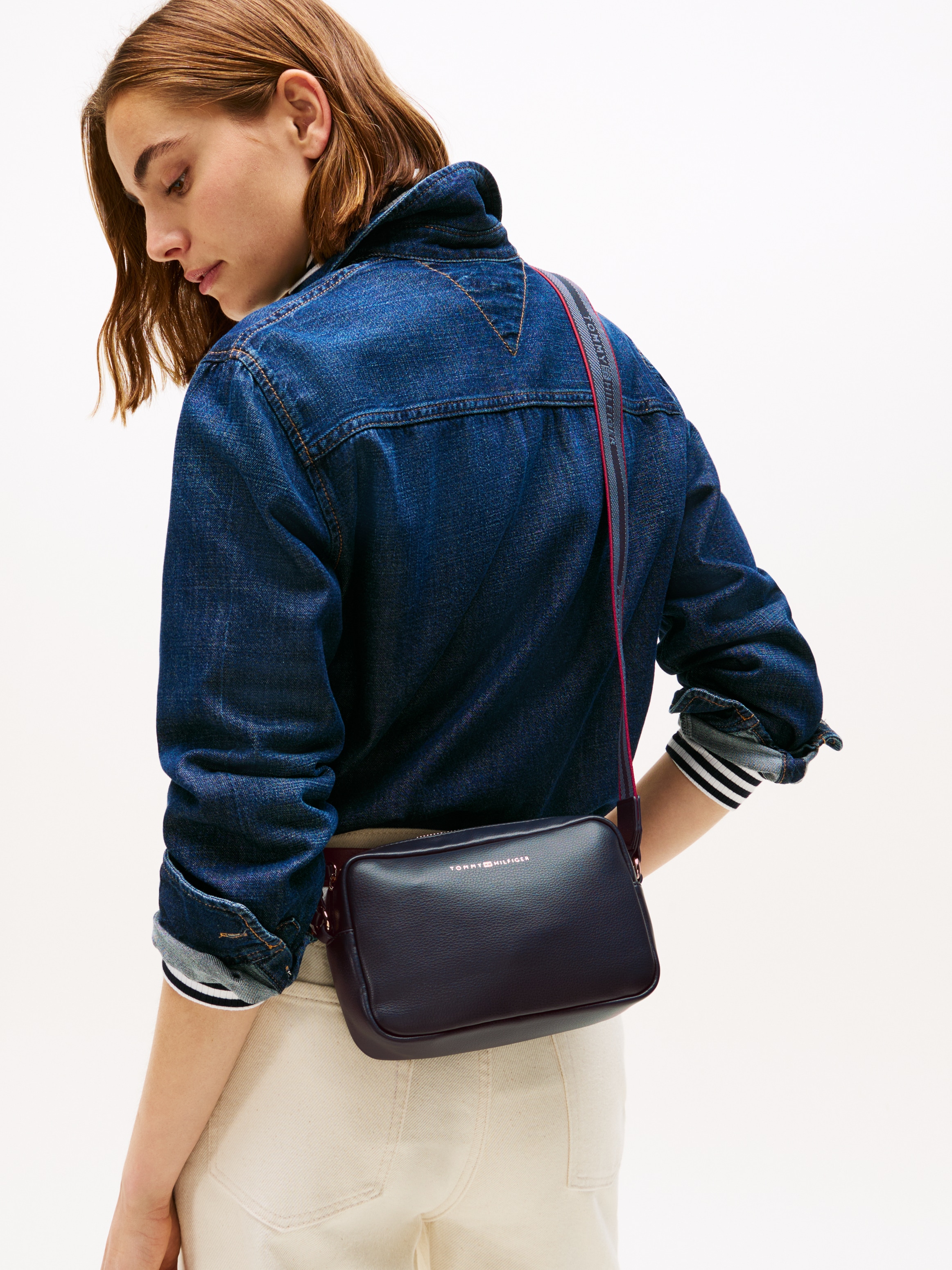 Tommy Hilfiger Mini Bag »TH LOGOTAPE CAMERA BAG« , Damen Umhängetasche, Schultertasche mit Logoschriftzug