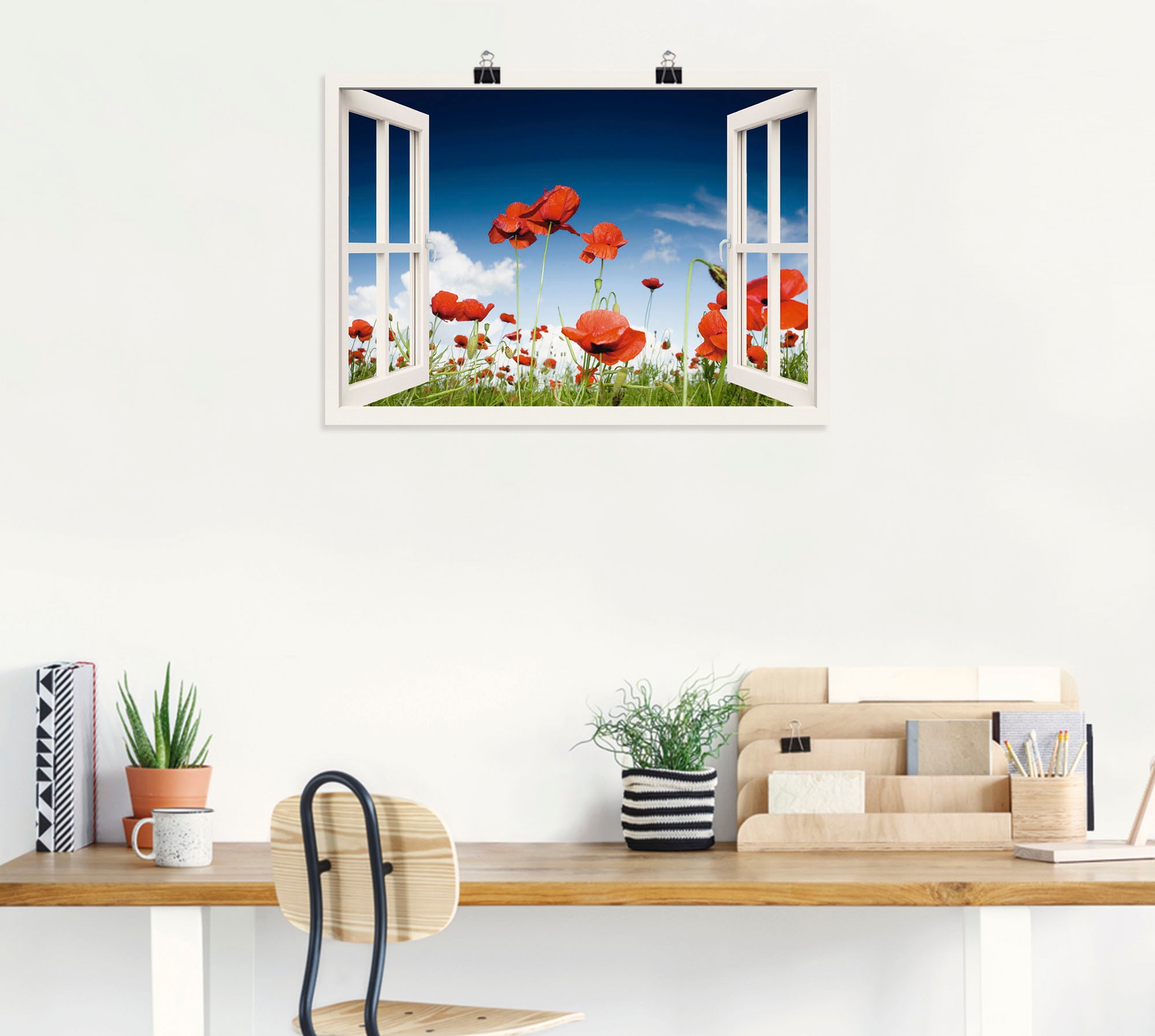 Artland Poster »Fensterblick Feld mit Mohnblumen« Fensterblick 1 Stk. tlg. ohne Rahmen