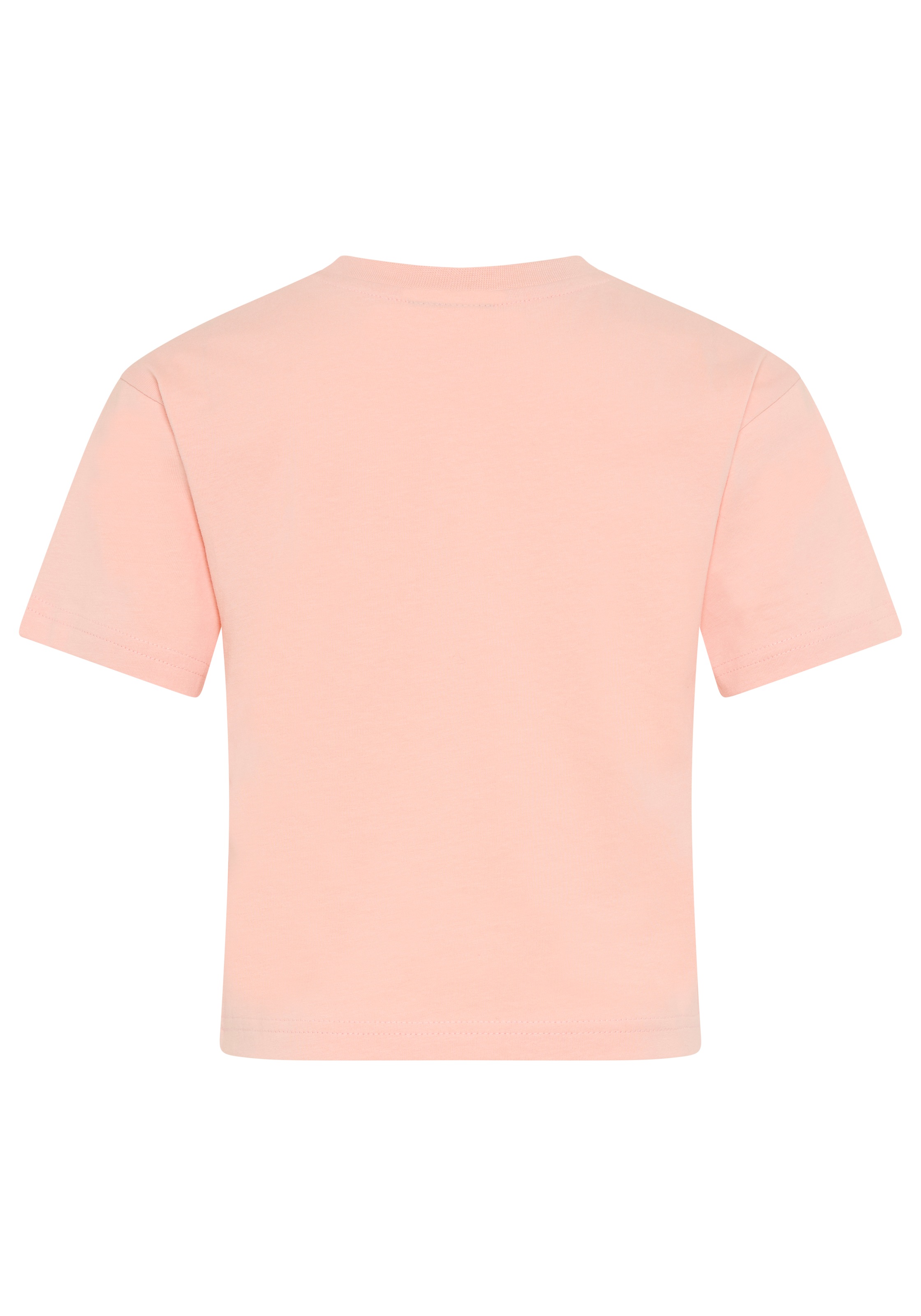 KIDSWORLD T-Shirt »mit süssen Druck und Häckelblumen« lässige Passform, Kurzarm, geblümt, mit Häkelapplikation