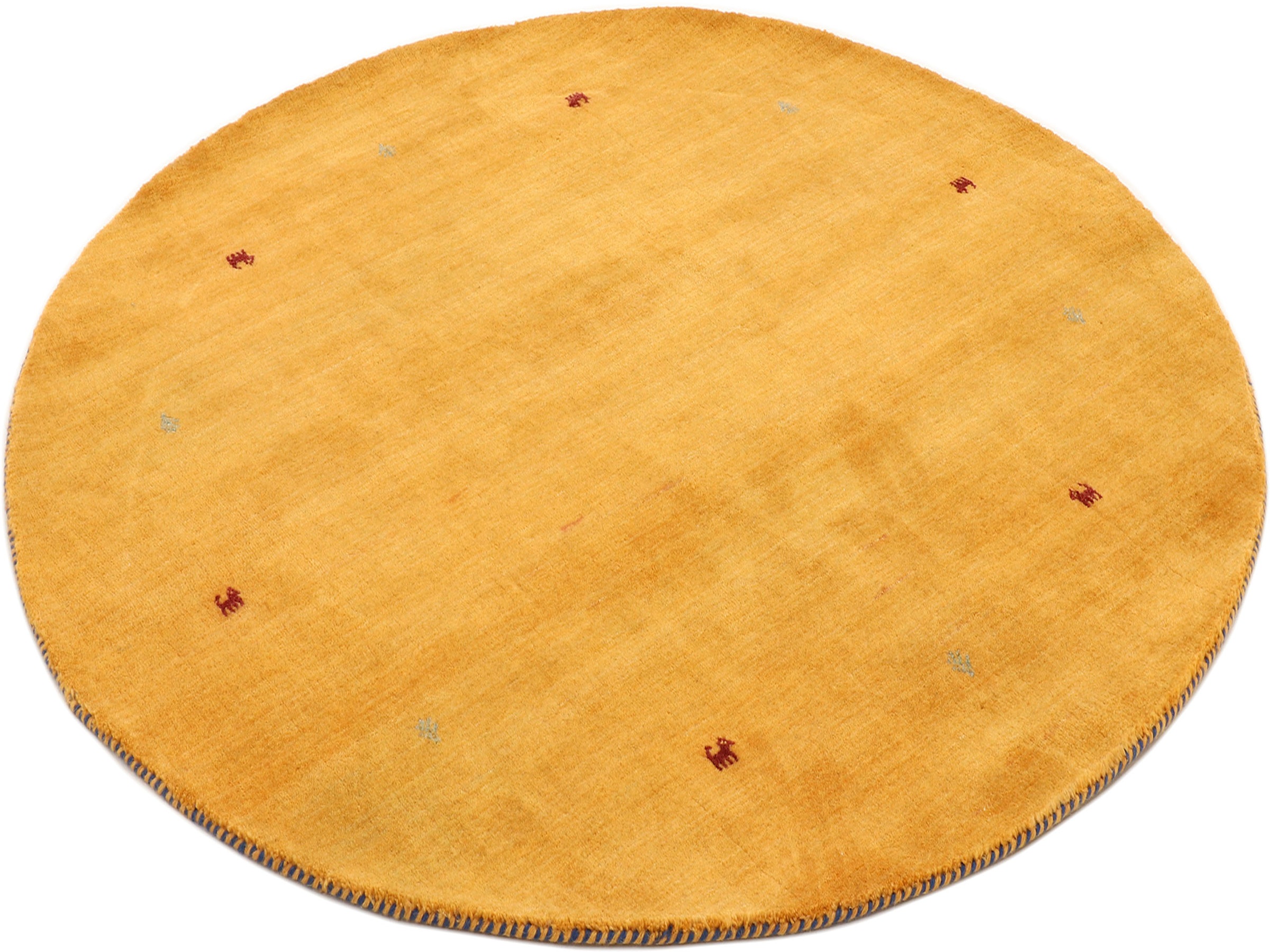 carpetfine Wollteppich »Gabbeh Uni«, rund, 15 mm Höhe, reine Wolle handgewebt, Gabbeh Tiermotiv warmes Raumklima viele Grössen